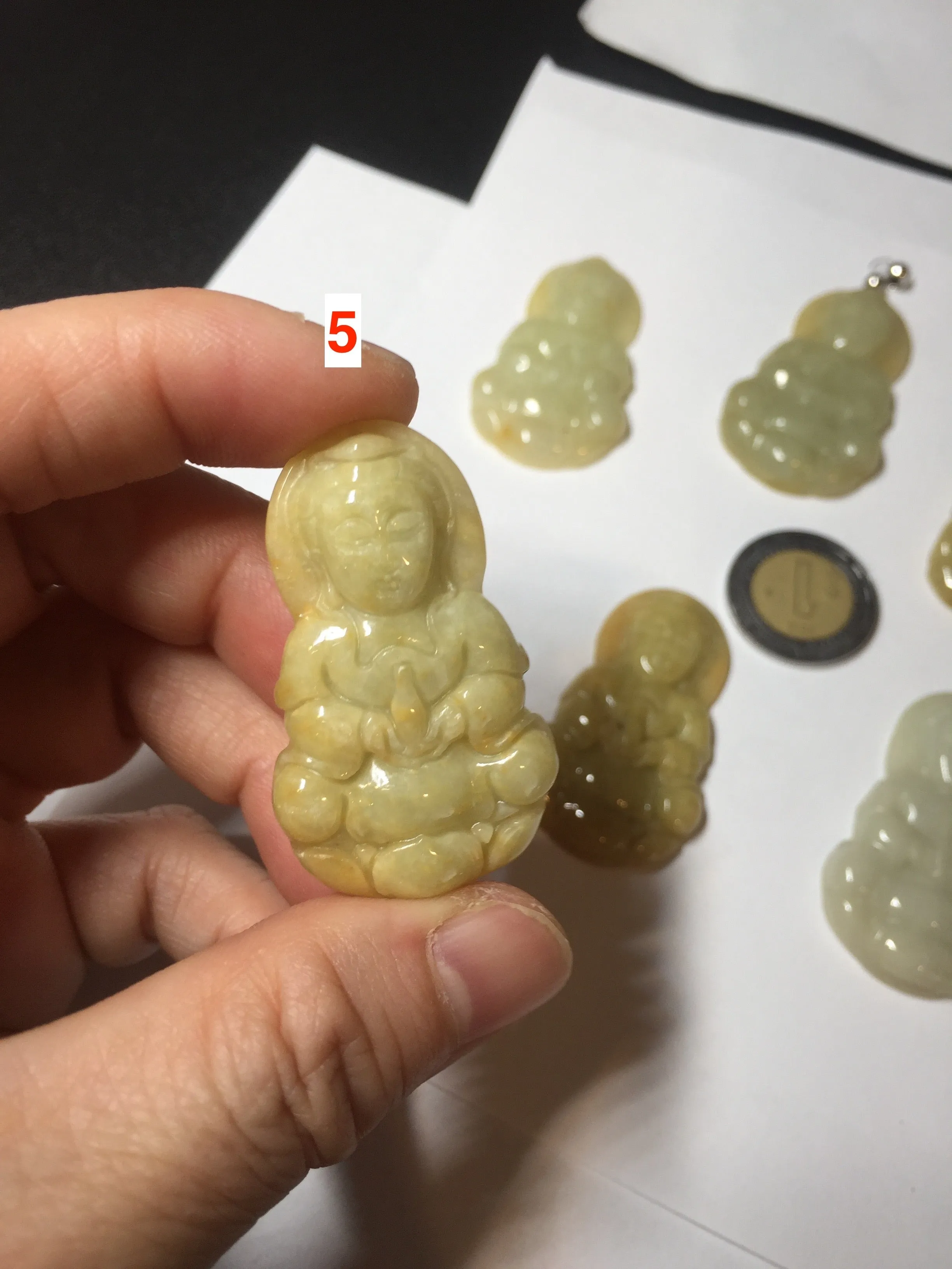 100% natural white grade A yellow/brown/green jadeite jade Guanyin pendants AX160