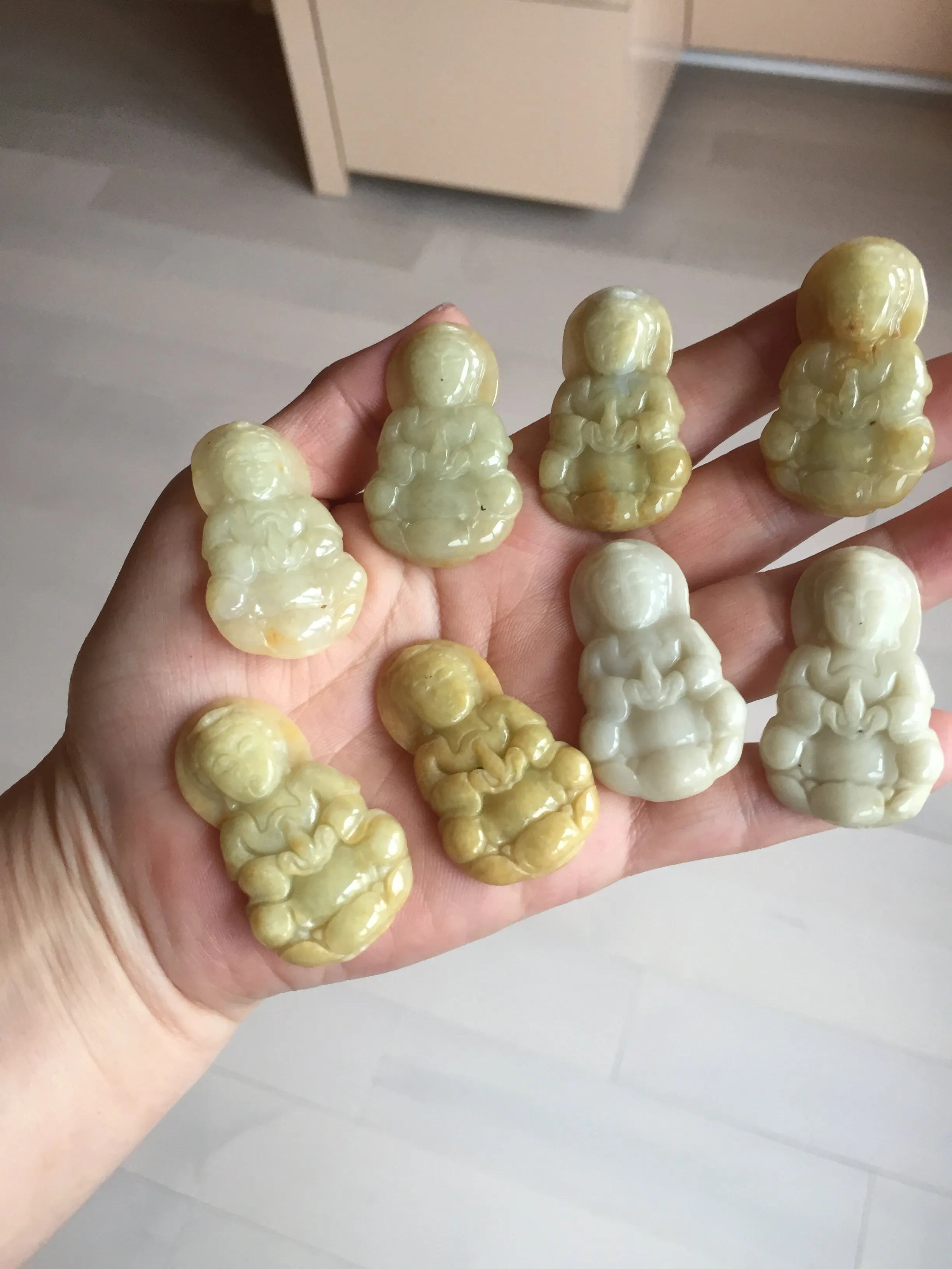 100% natural white grade A yellow/brown/green jadeite jade Guanyin pendants AX160