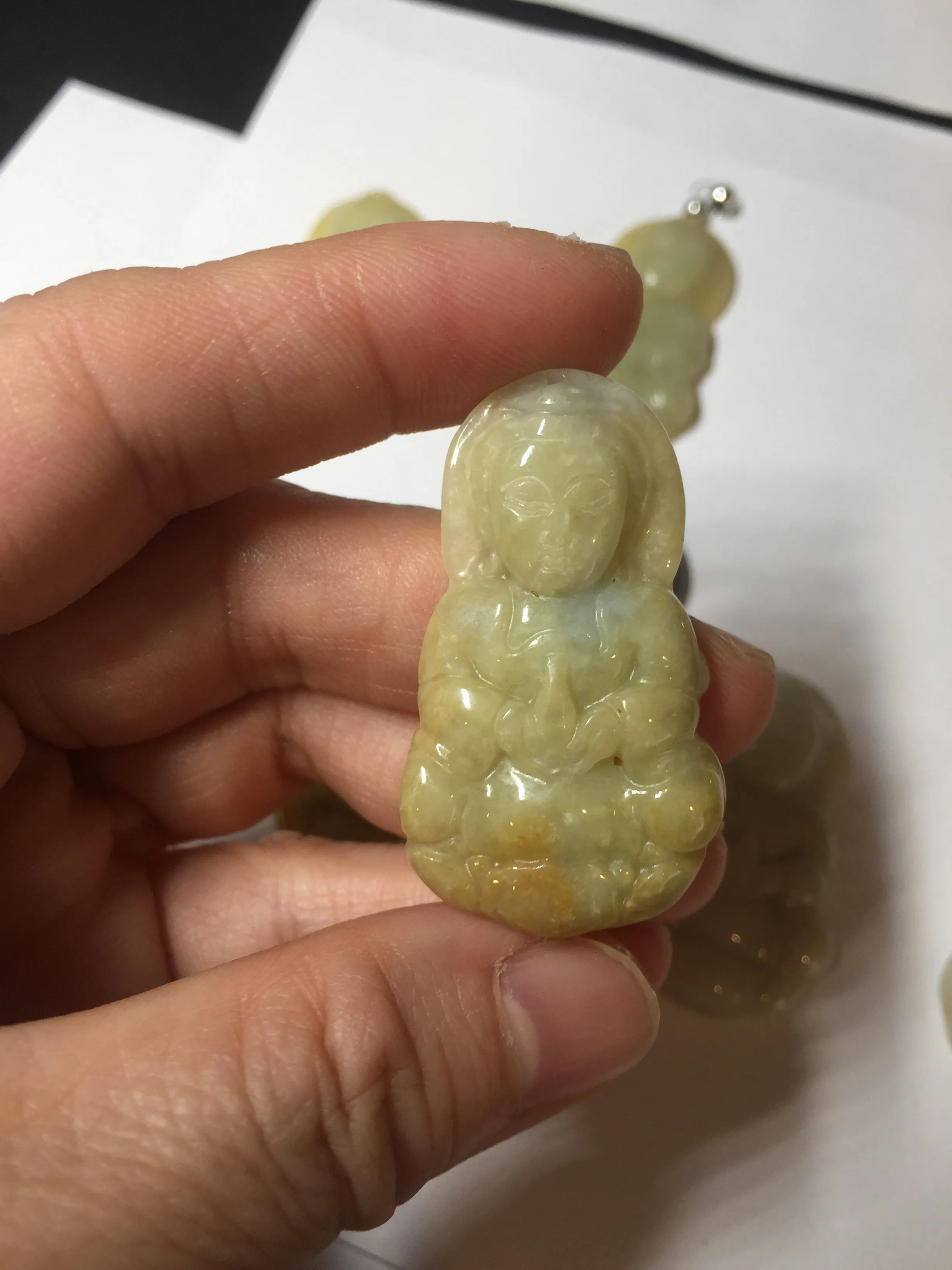 100% natural white grade A yellow/brown/green jadeite jade Guanyin pendants AX160