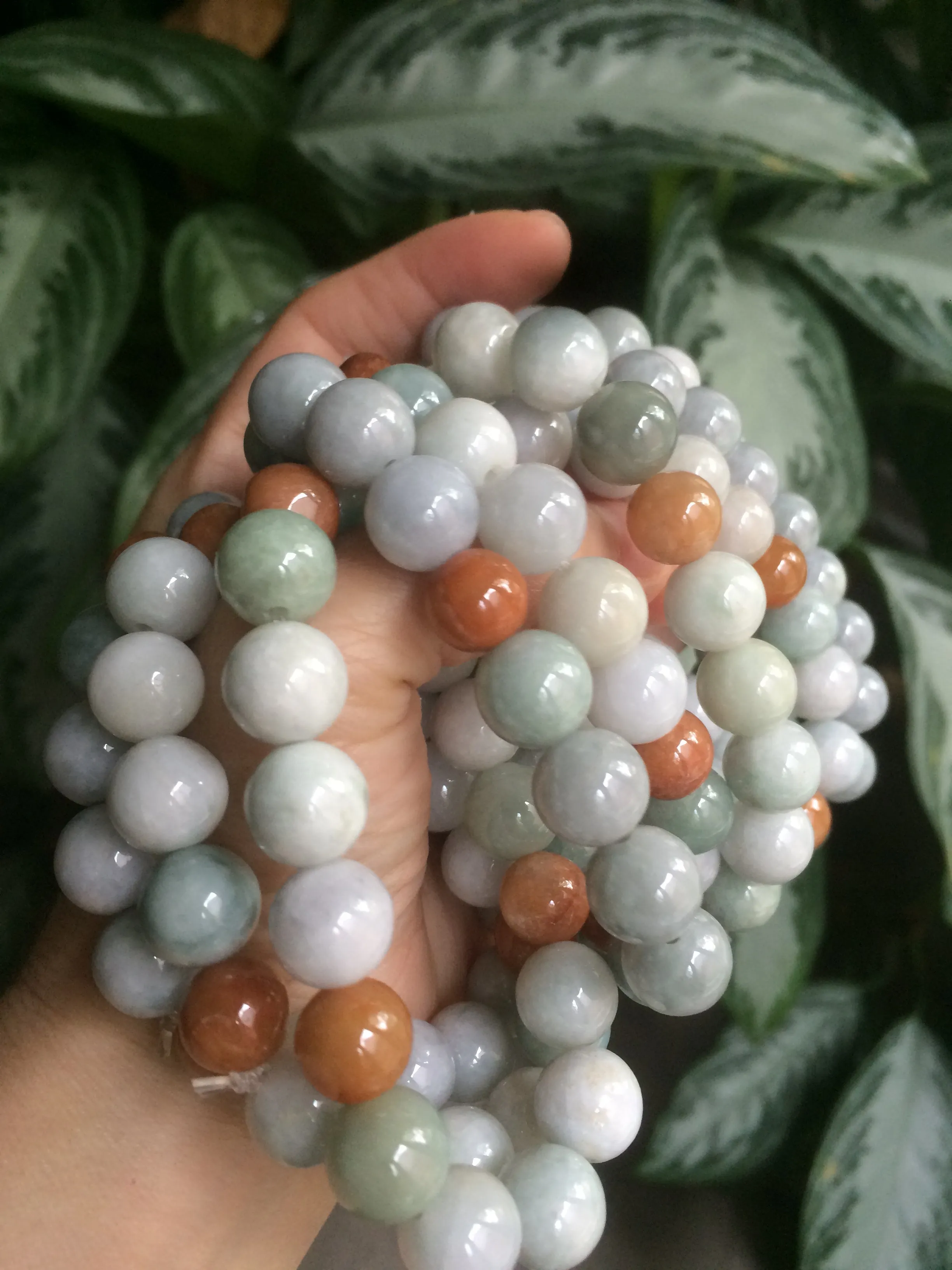 10.5-11.5mm 100% natural type A colourful red/green/purple/white jadeite jade beads bracelet  S-B