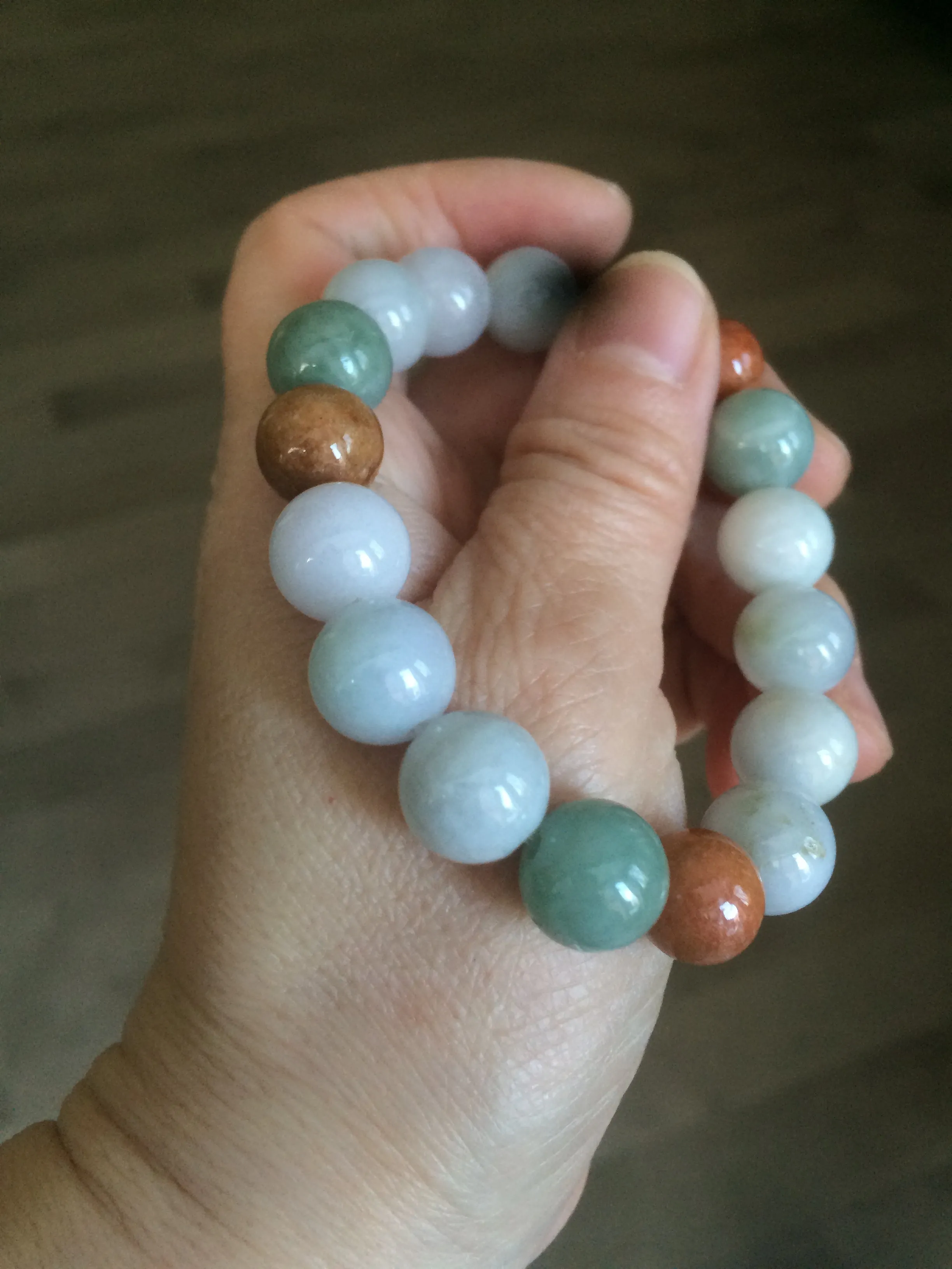 10.5-11.5mm 100% natural type A colourful red/green/purple/white jadeite jade beads bracelet  S-B