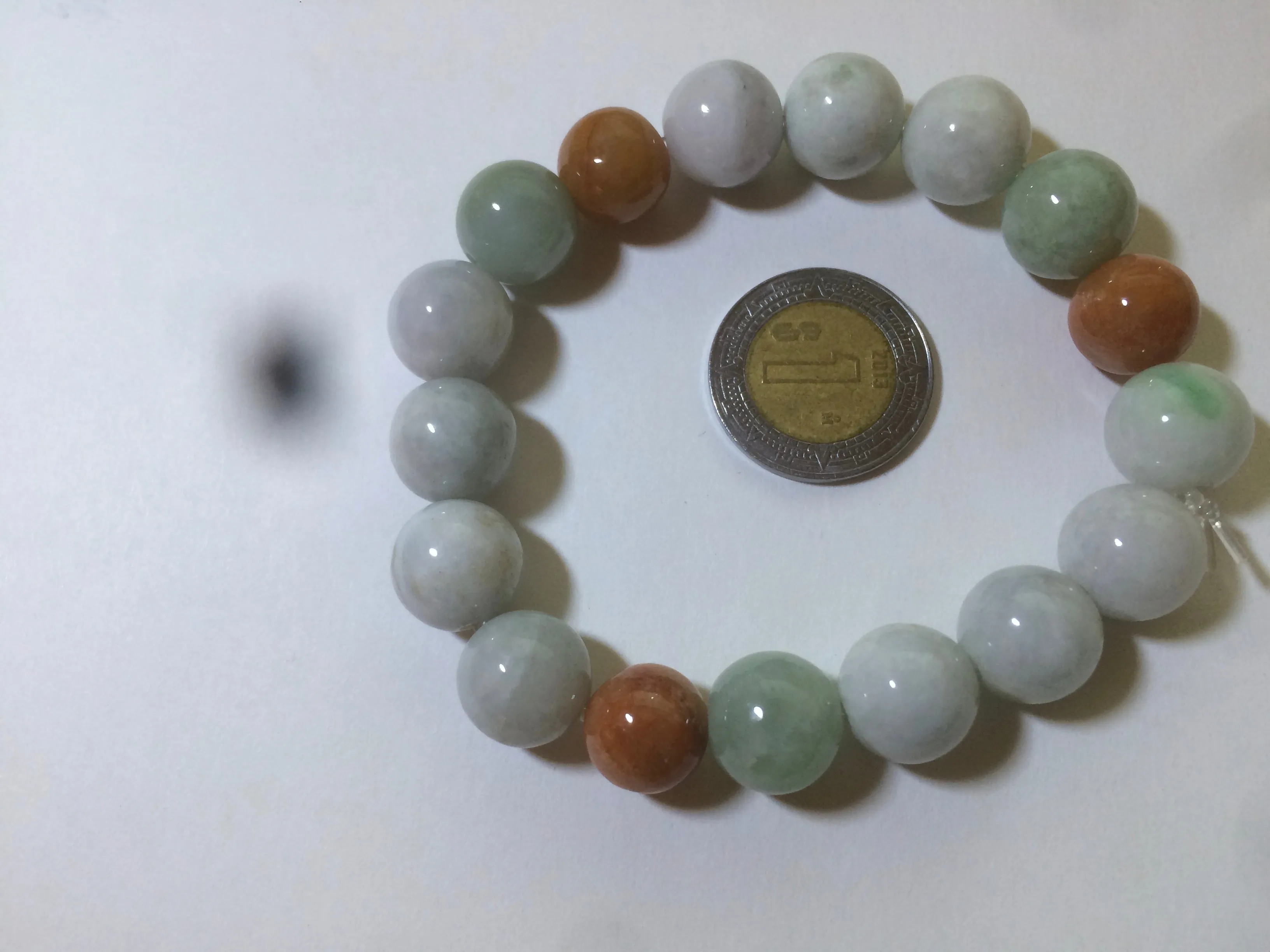 10.5-11.5mm 100% natural type A colourful red/green/purple/white jadeite jade beads bracelet  S-B