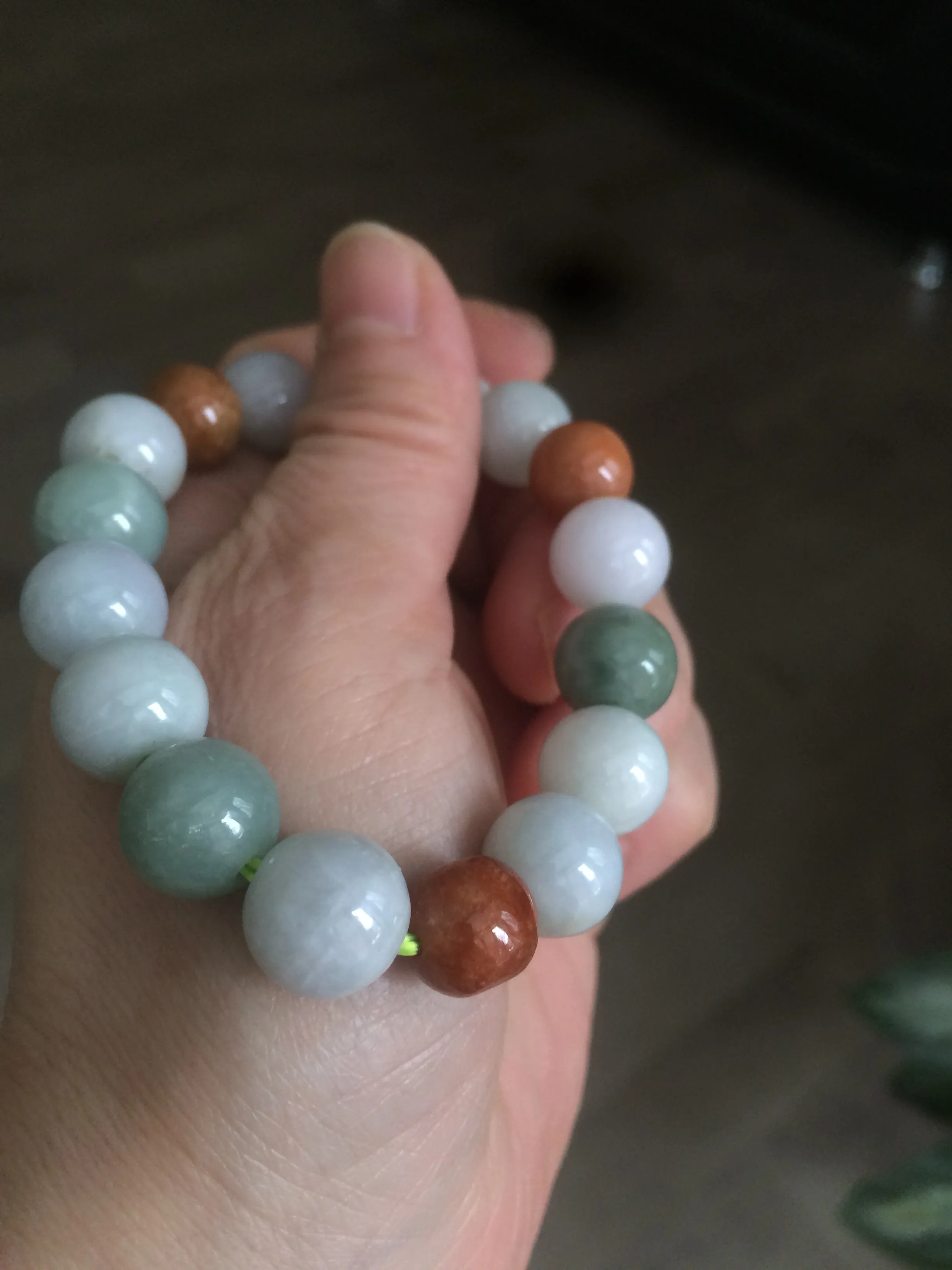 10.5-11.5mm 100% natural type A colourful red/green/purple/white jadeite jade beads bracelet  S-B