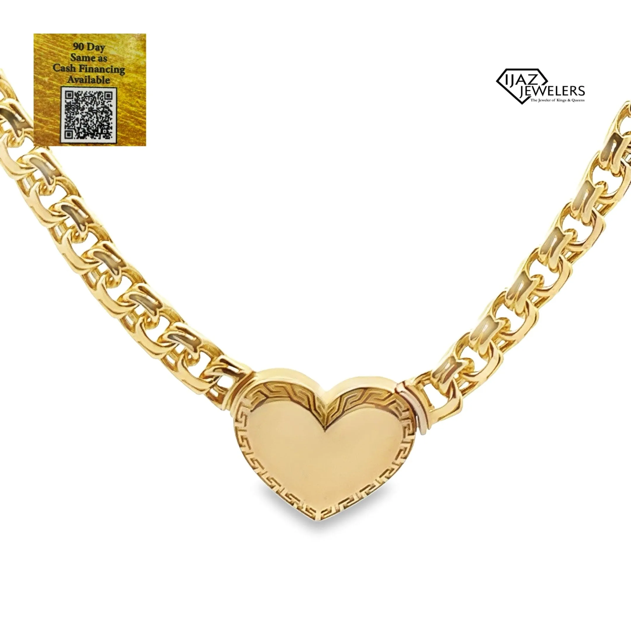 10K Gold Chino Link Tribal Heart Lock Chain