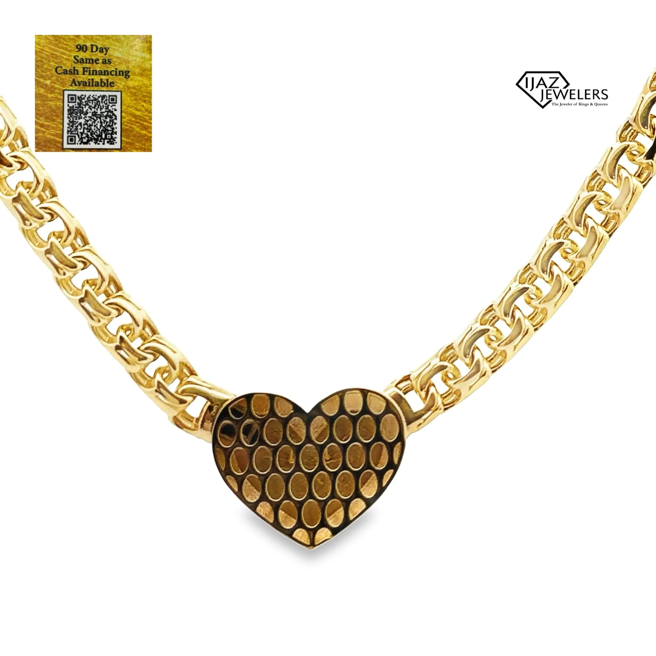 10K Gold Chino Link Tribal Heart Lock Chain