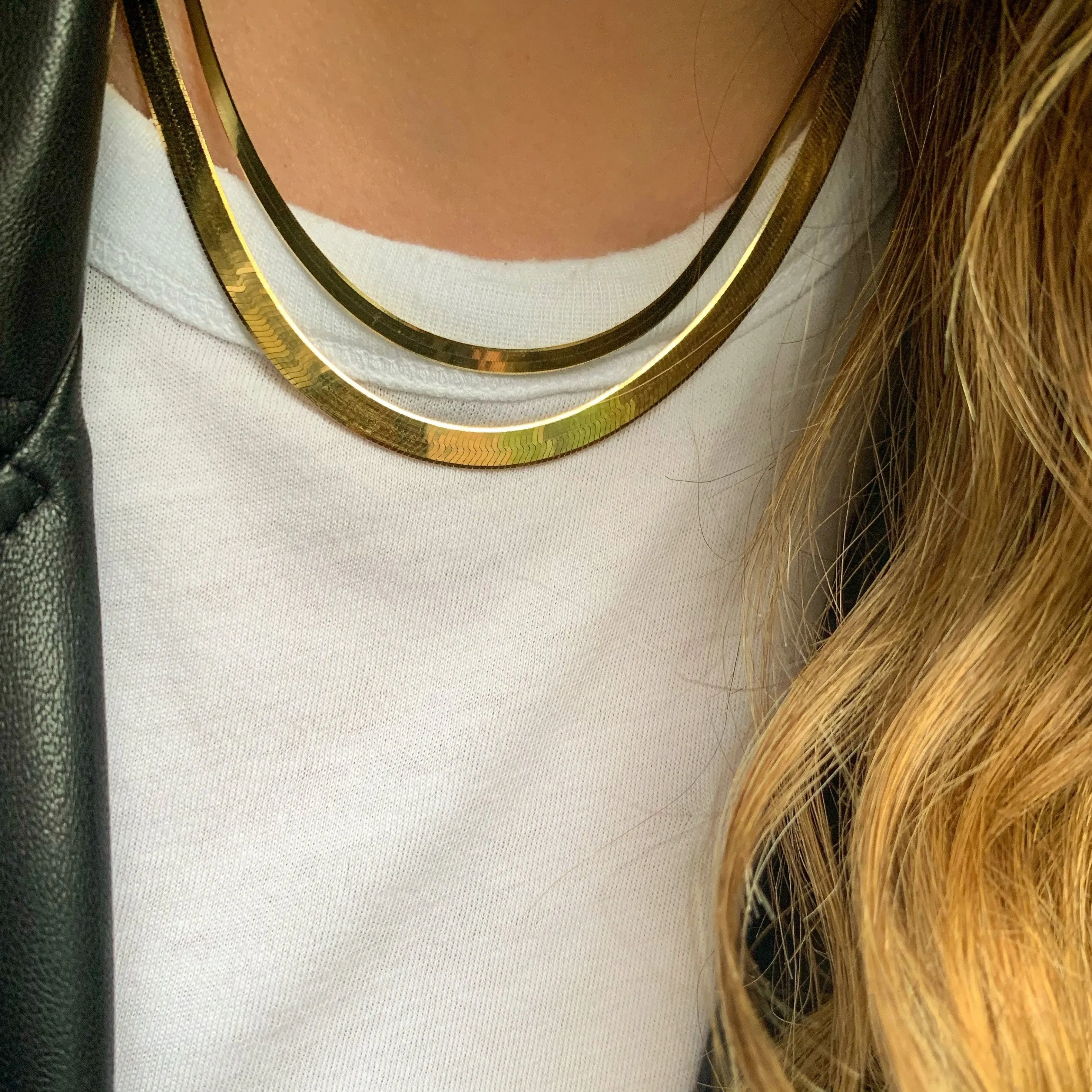 10K Gold Large Herringbone Necklace