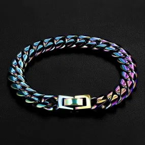 10mm Rainbow Miami Cuban Link Bracelet for Women