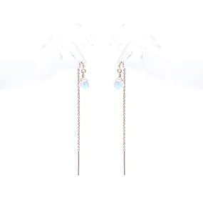 14K Gold Dew Drop Threader Earring