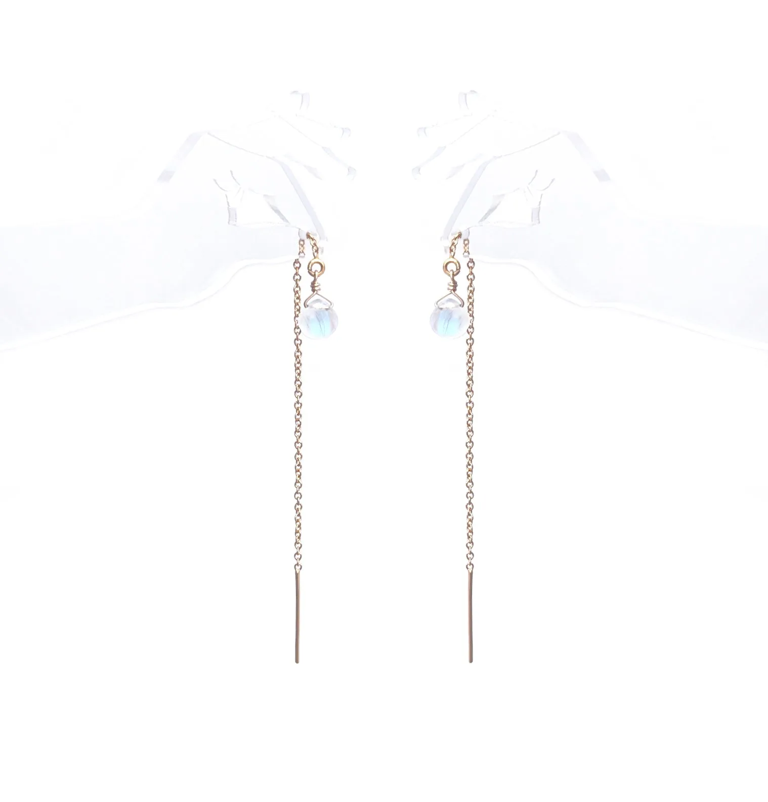 14K Gold Dew Drop Threader Earring