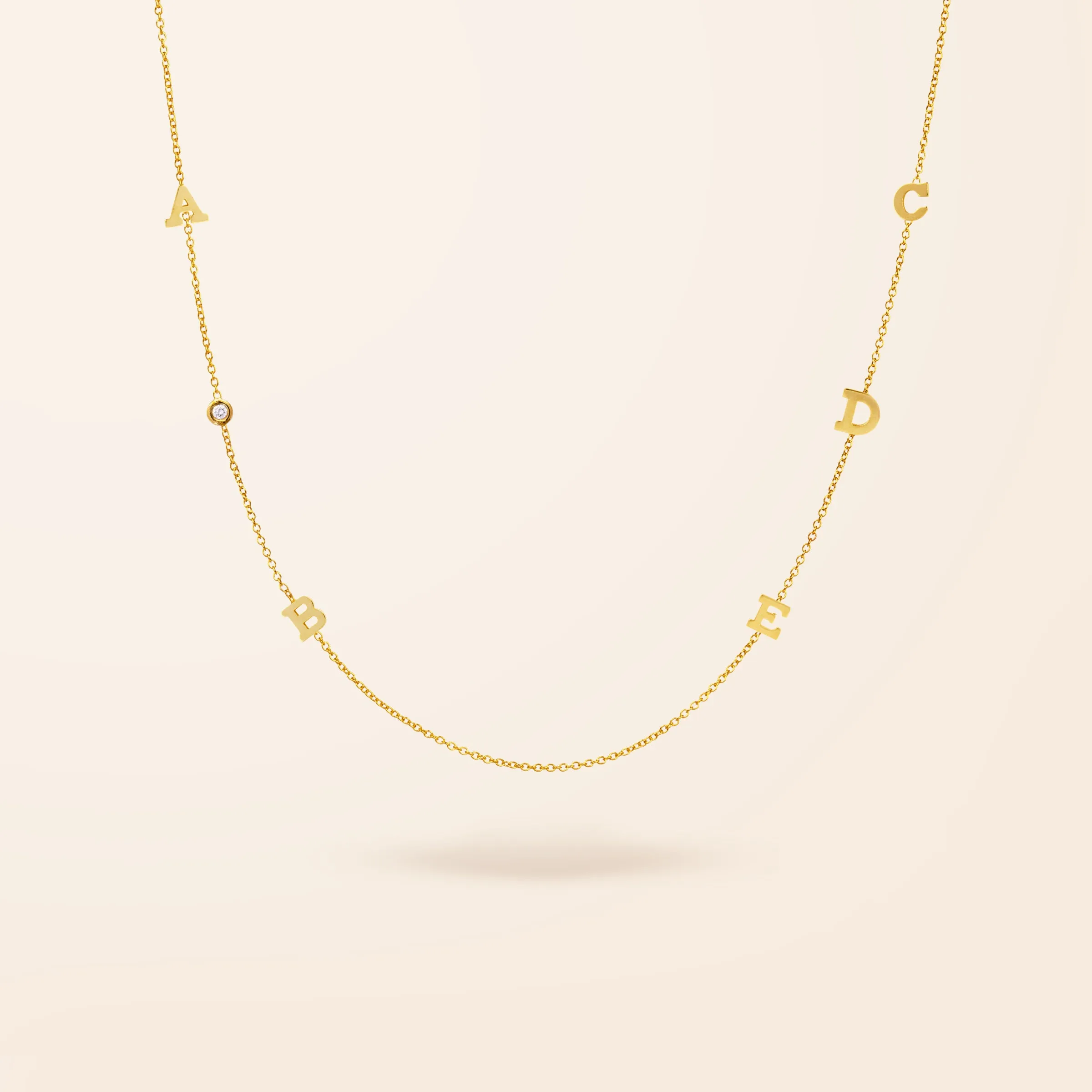 14K Gold Initial and Diamond Bezel Necklace