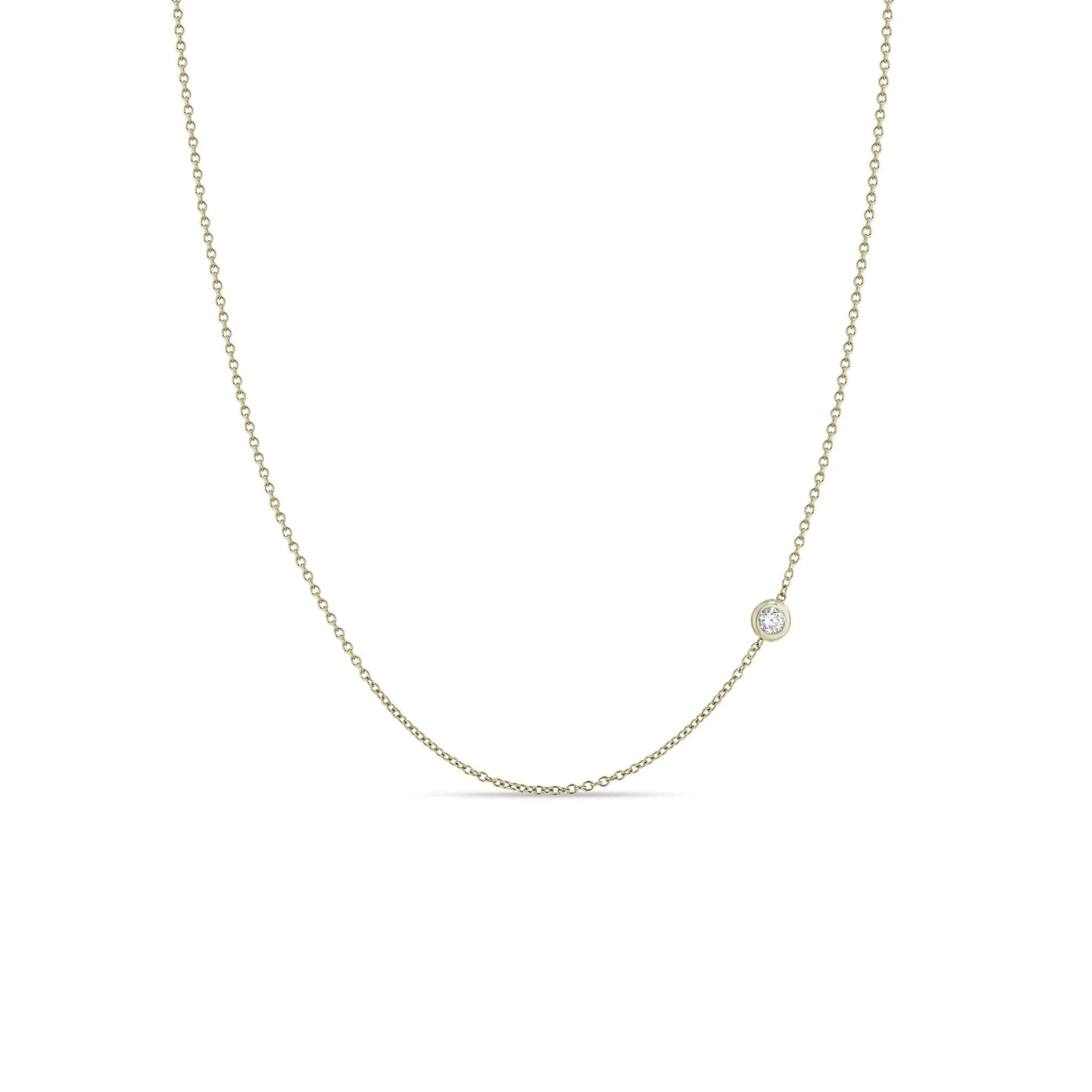 14k Gold Offset Floating Diamond Chain Necklace