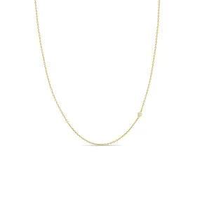 14k Gold Offset Floating Diamond Chain Necklace