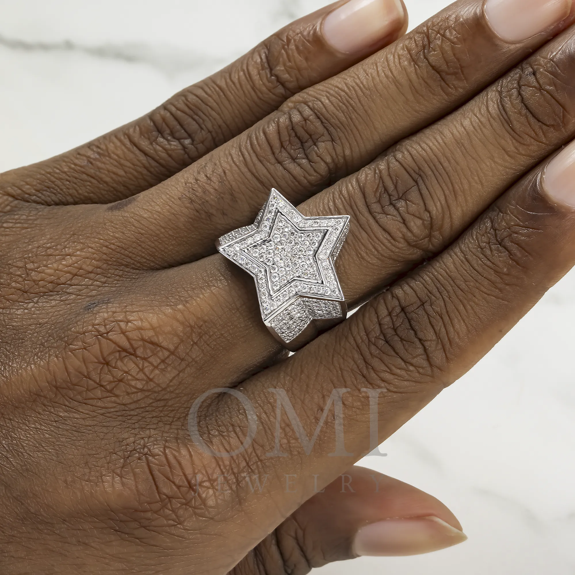 14K GOLD ROUND DIAMOND STAR STATEMENT RING 2.18 CT