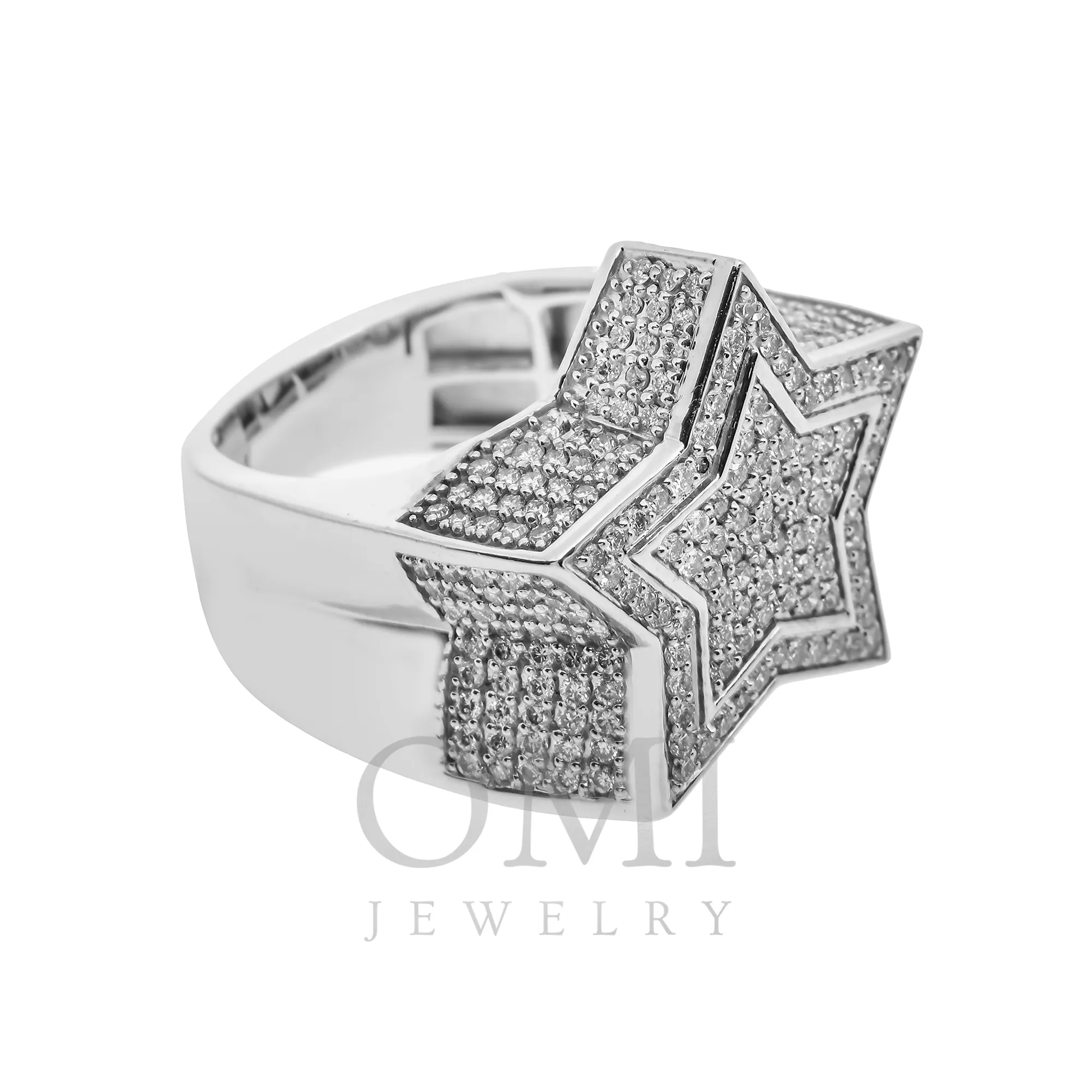 14K GOLD ROUND DIAMOND STAR STATEMENT RING 2.18 CT