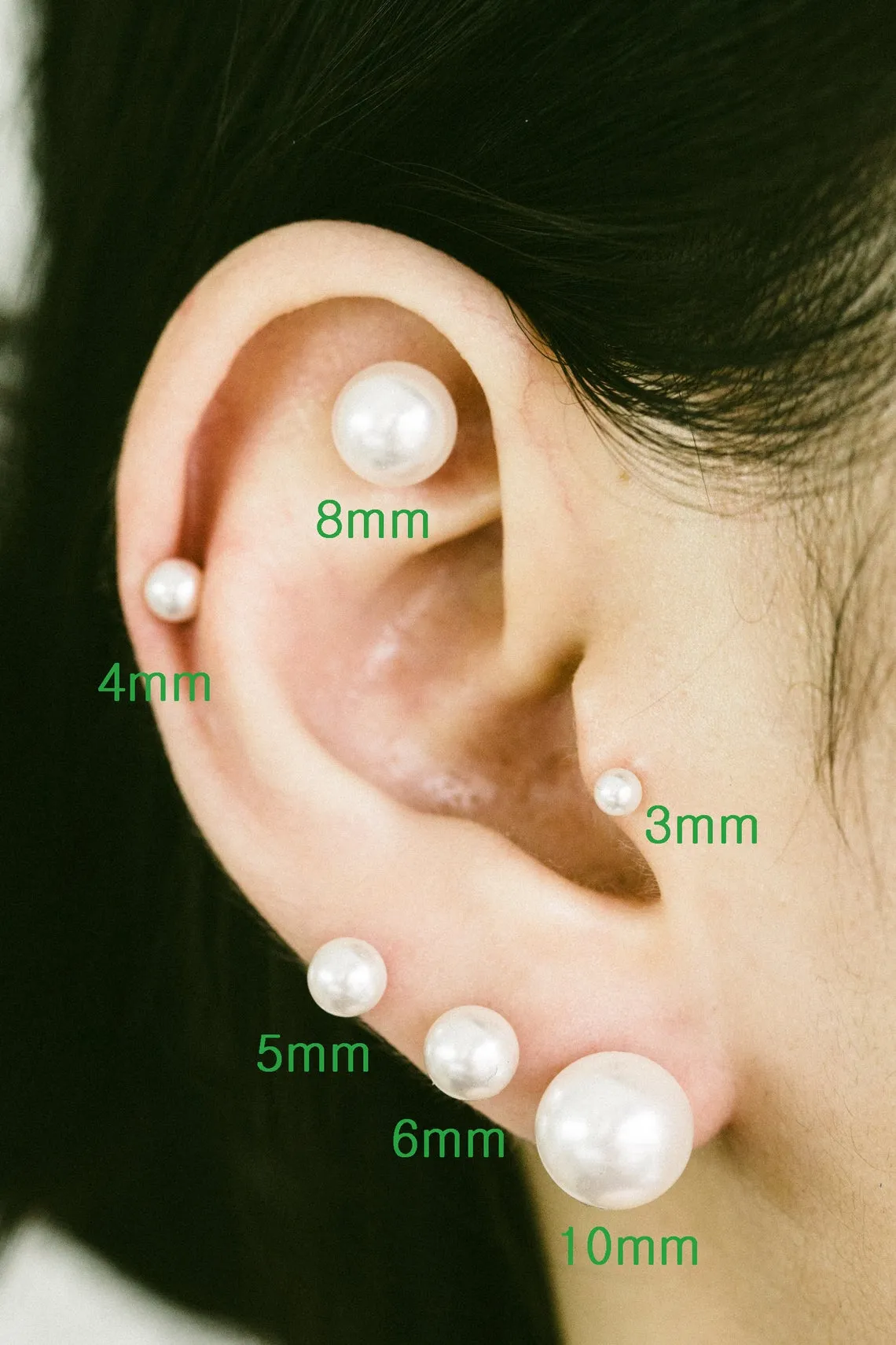 14K Real Gold Inner Conch Forward Helix Cartilage Tragus Small Big Shell Pearl Ball Jewelry Stud Post Pierced Earring Piercing