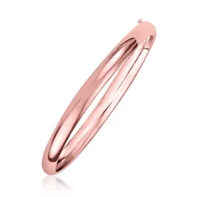 14k Rose Gold 5mm Fancy Shiny Dome Bangle