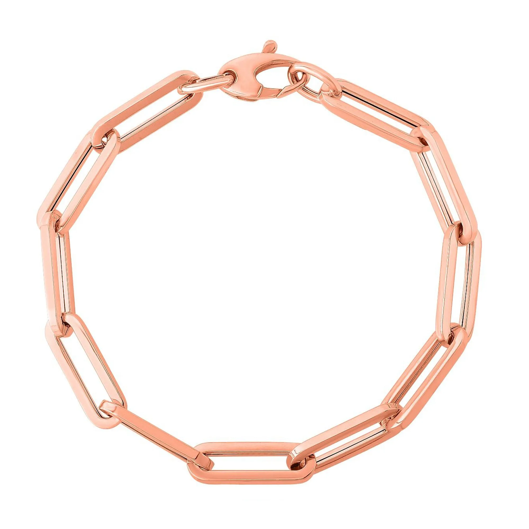 14k Rose Gold Paperclip Chain Necklace, 6mm