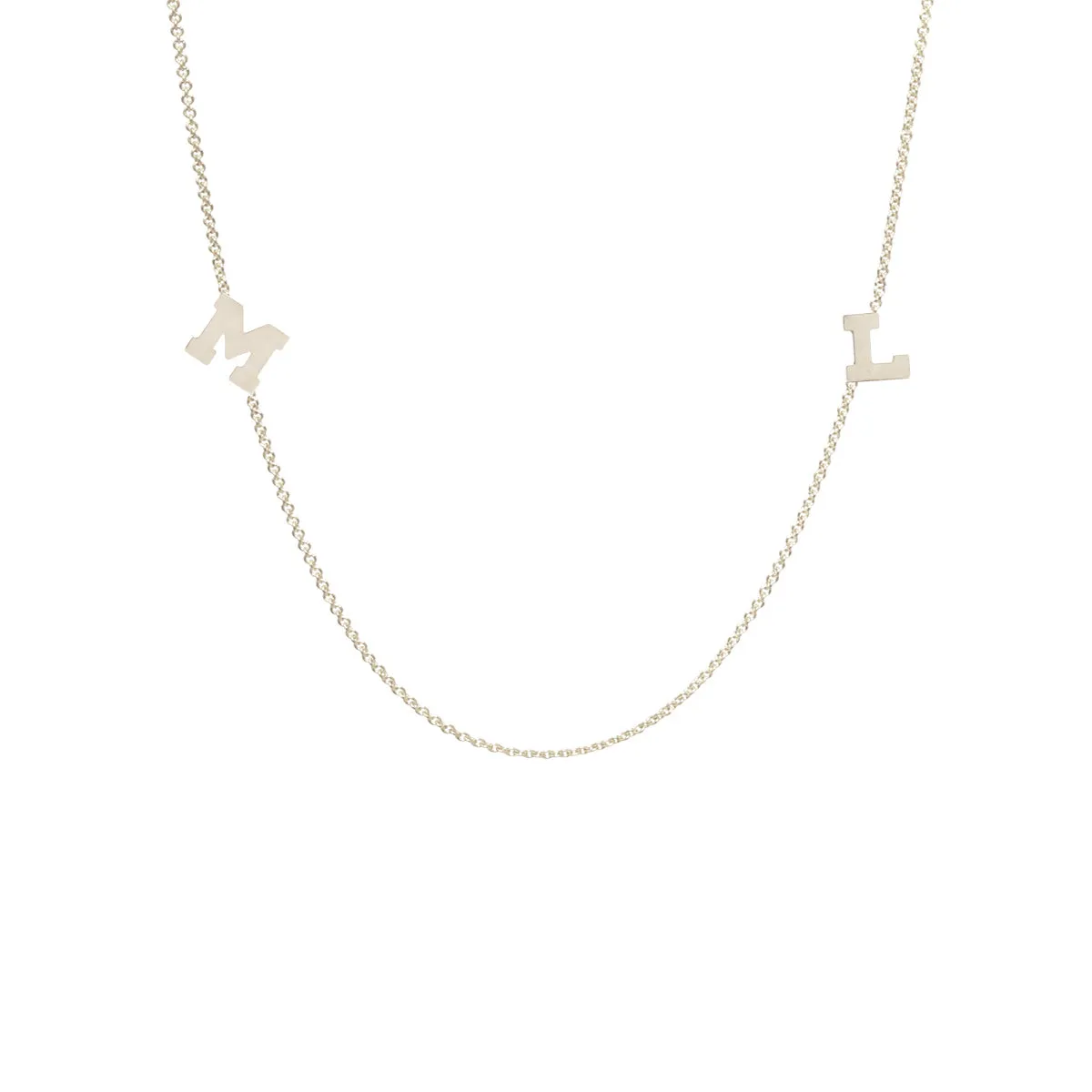 14k Scattered Block Letter Necklace