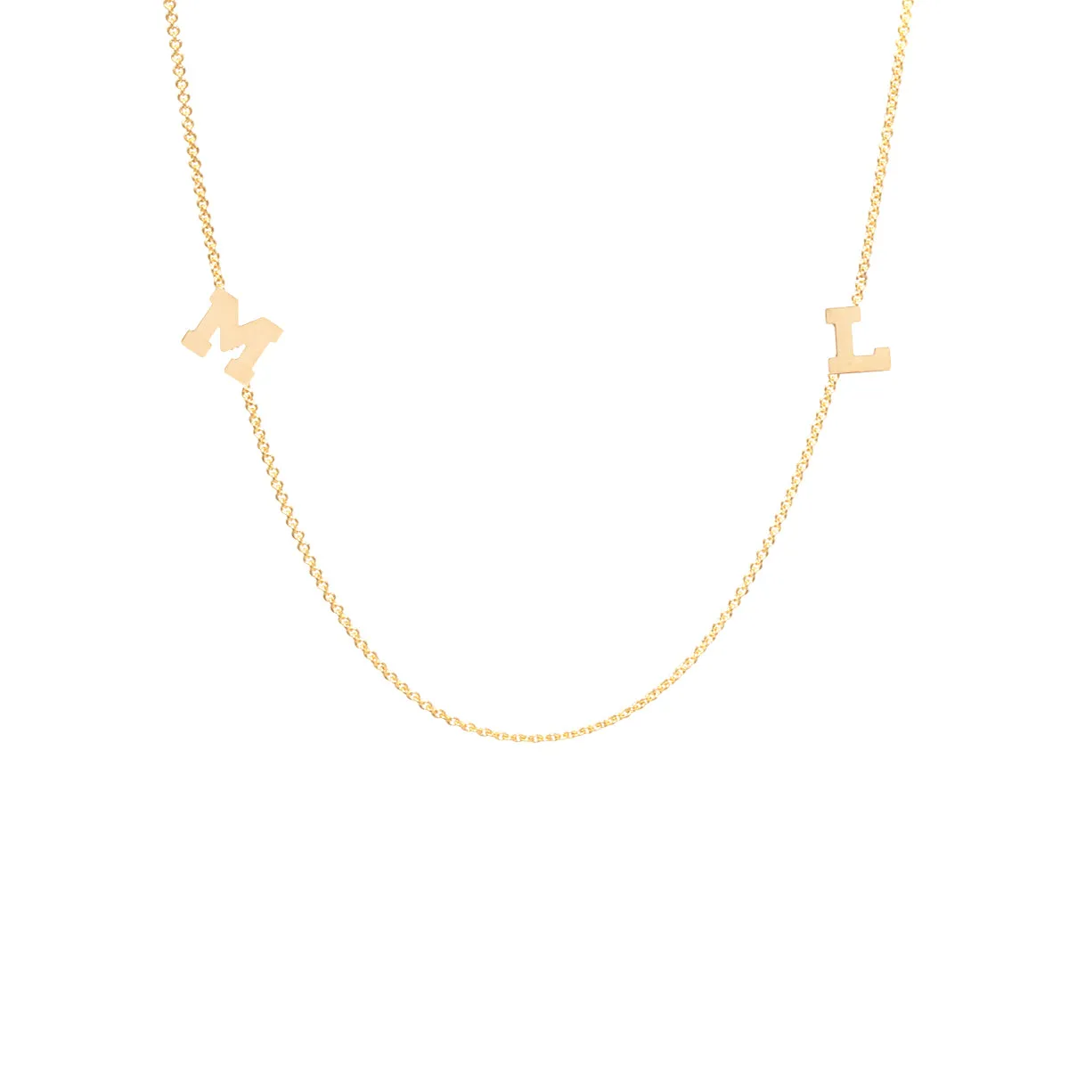 14k Scattered Block Letter Necklace