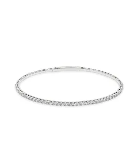 14K White Gold Diamond Flexible Bangle Bracelet 0.94cttw