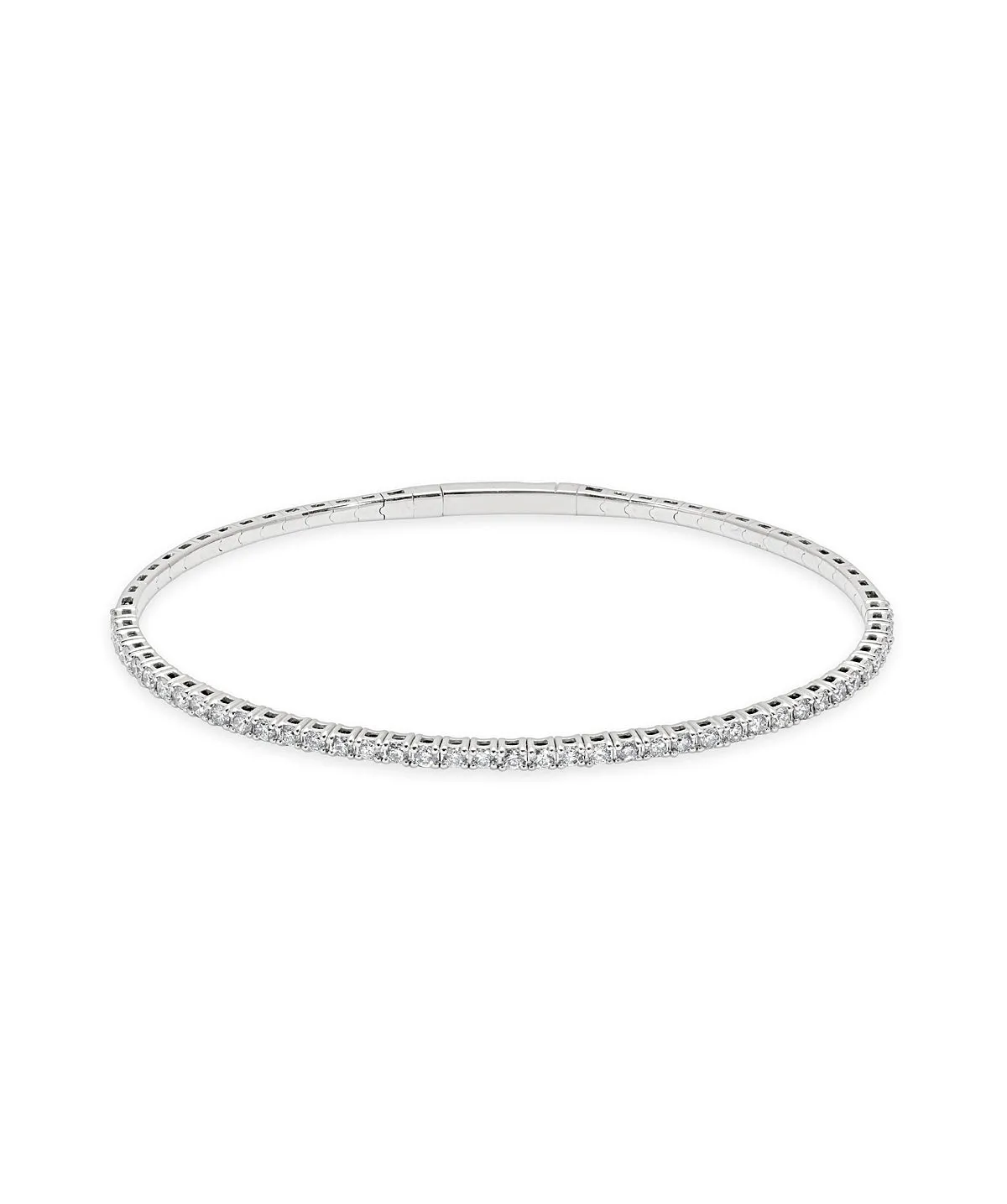 14K White Gold Diamond Flexible Bangle Bracelet 0.94cttw