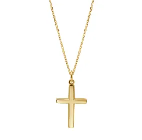 14K YELLOW GOLD 30MM BEVELED CROSS PENDANT