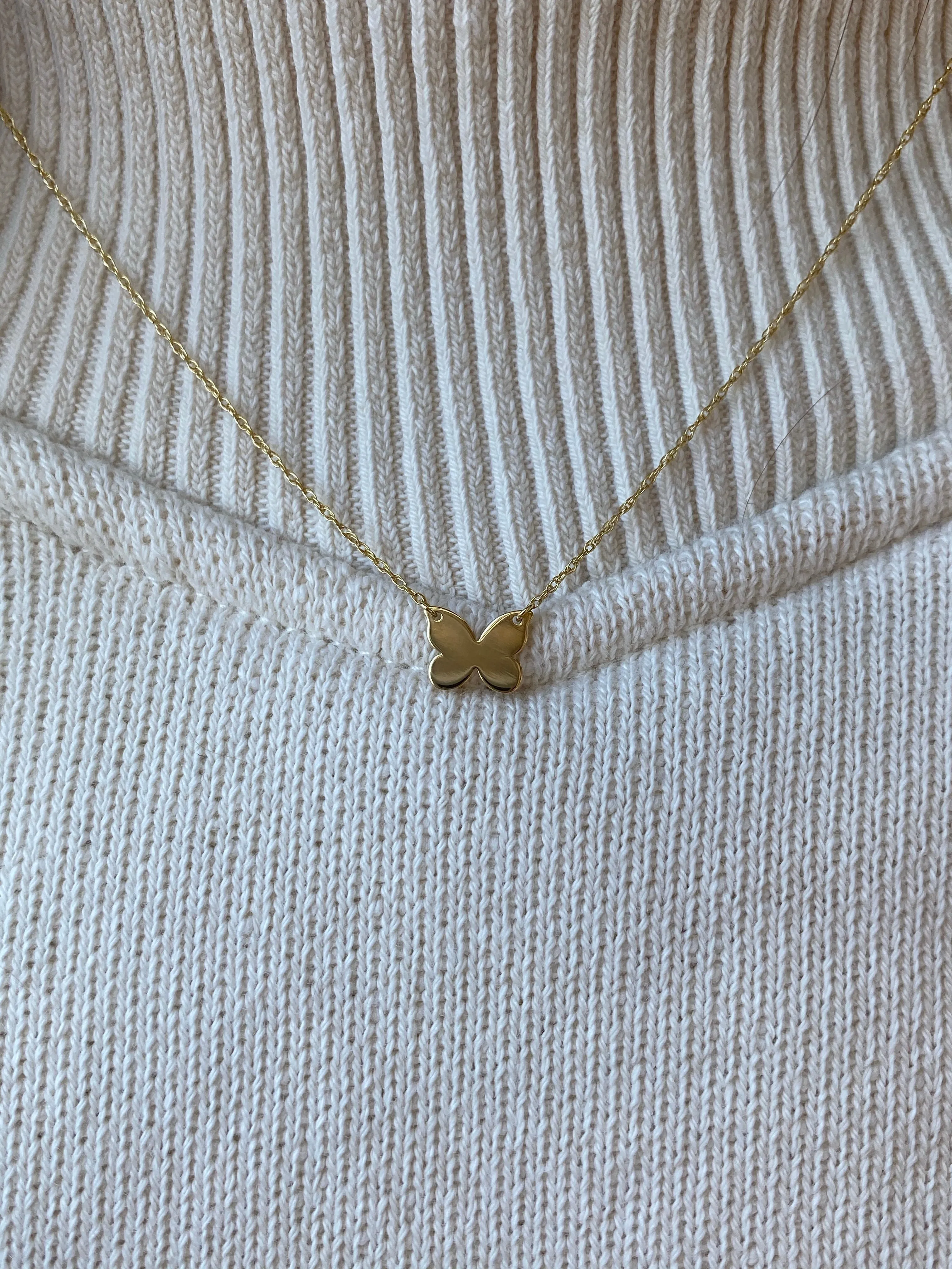 14K Yellow Gold Butterfly Necklace