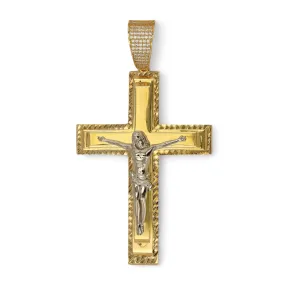 14K Yellow gold cross 70mm pendant-320327