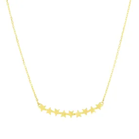 14k Yellow Gold Stars Pendant Necklace, 18