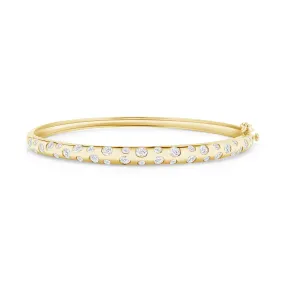 14K YG Scattered Diamond Gypsy Bangle