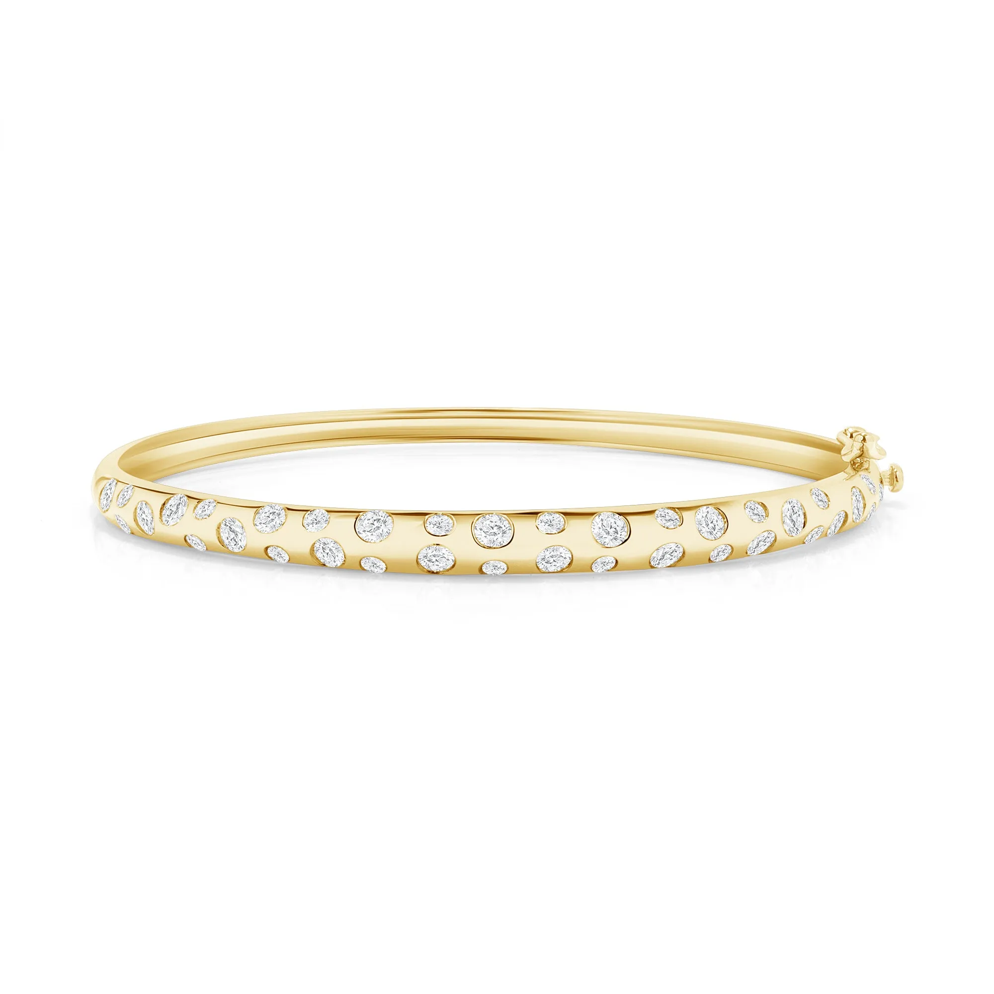 14K YG Scattered Diamond Gypsy Bangle