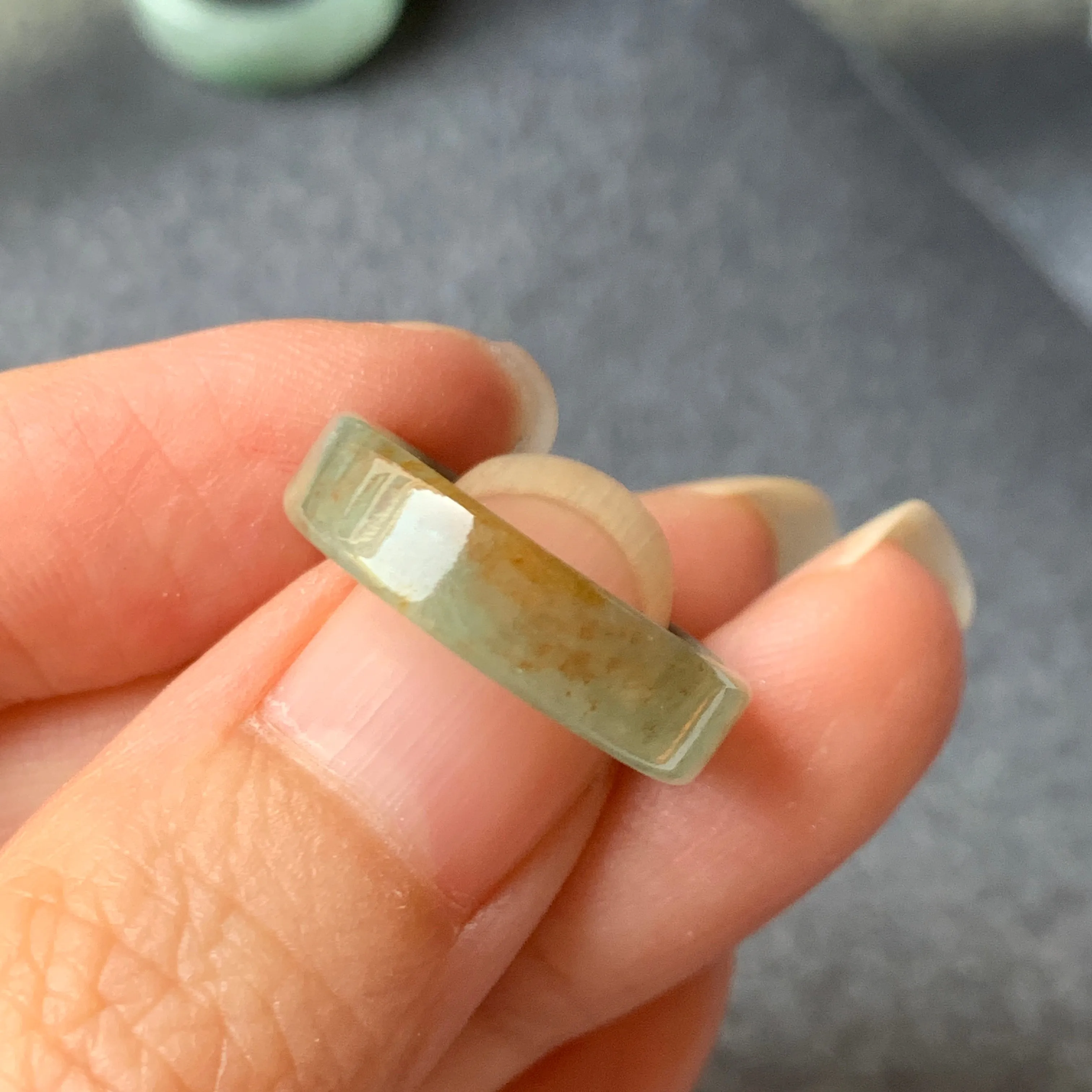 16.2mm A-Grade Natural Earthy Tone Jadeite Ring Band No.220583