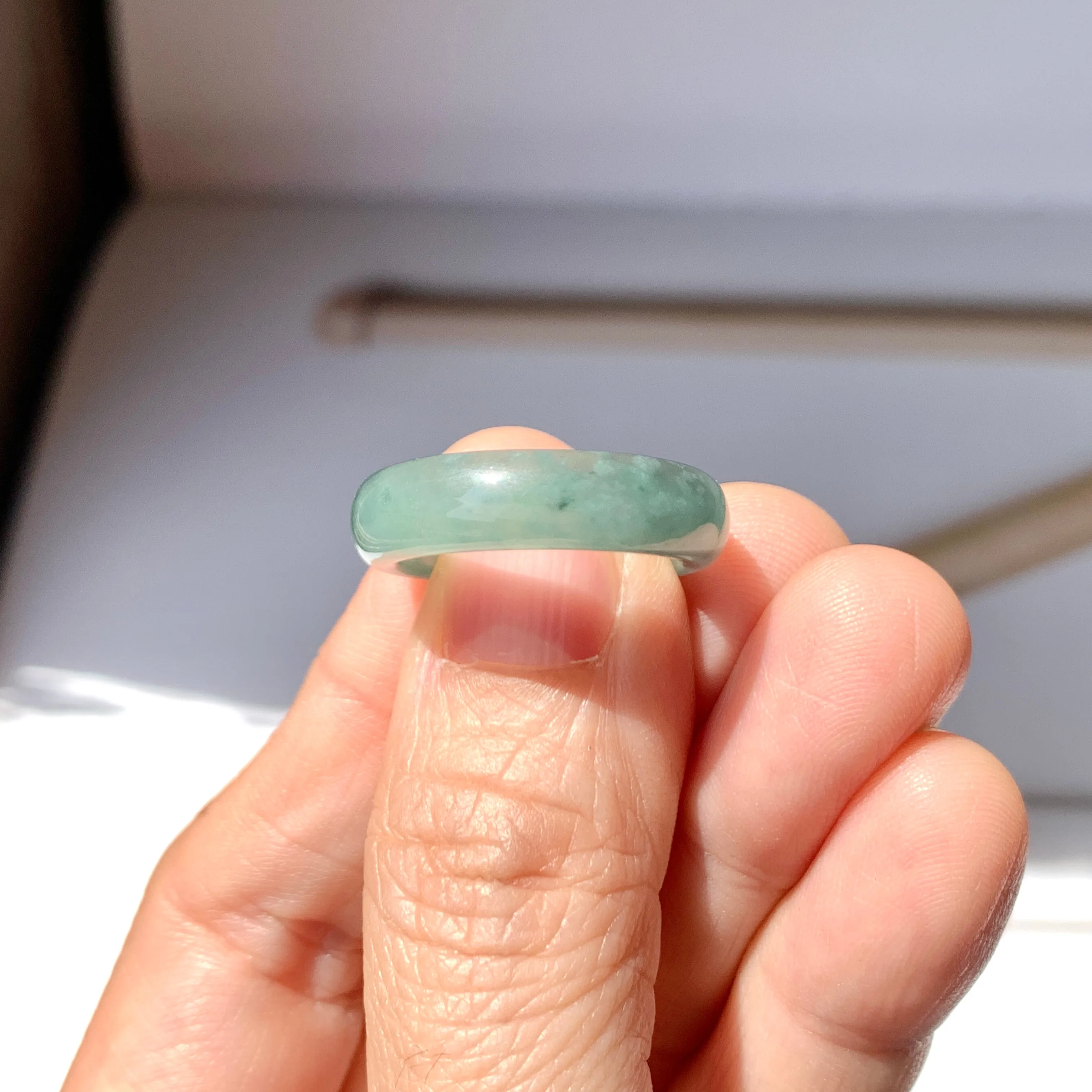 16.9mm A-Grade Natural Bluish Green Jadeite Abacus Band No.162104