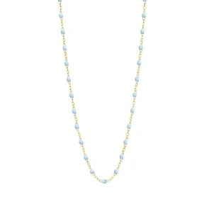 18K Gold and Baby Blue Resin Beaded Classic Necklace