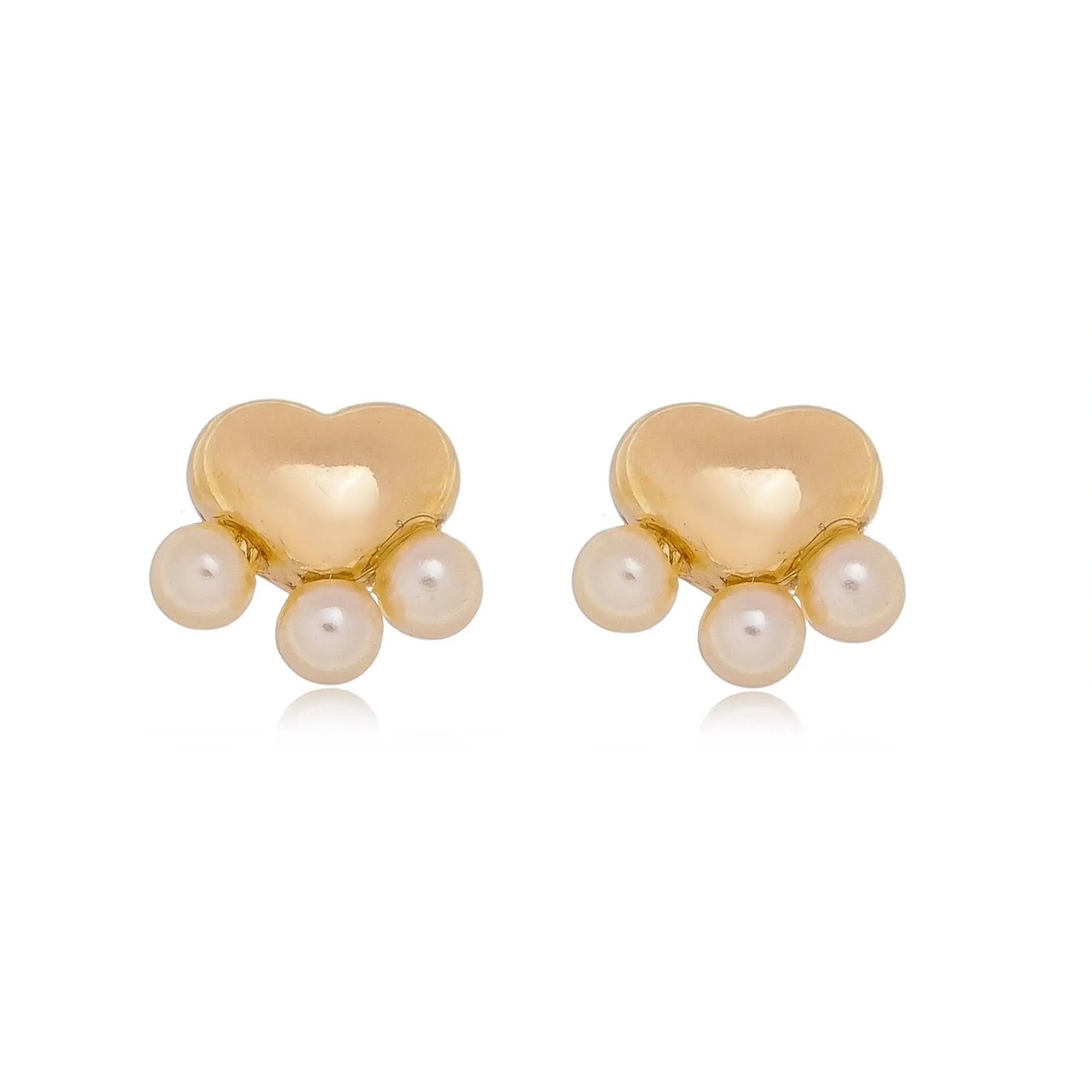 18k Gold Filled Heart Studs With Pearls