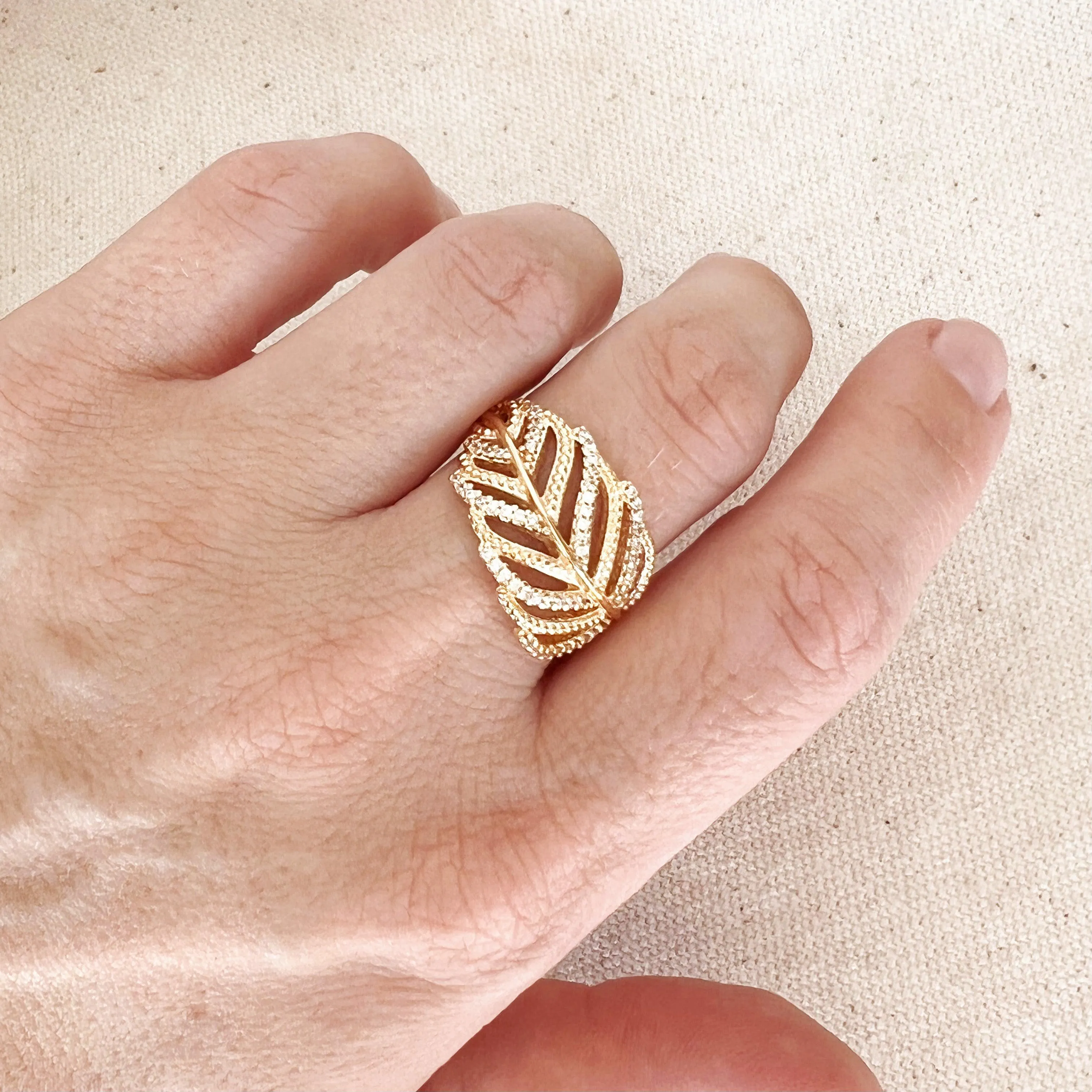 18k Gold Filled Statement Leaf Ring