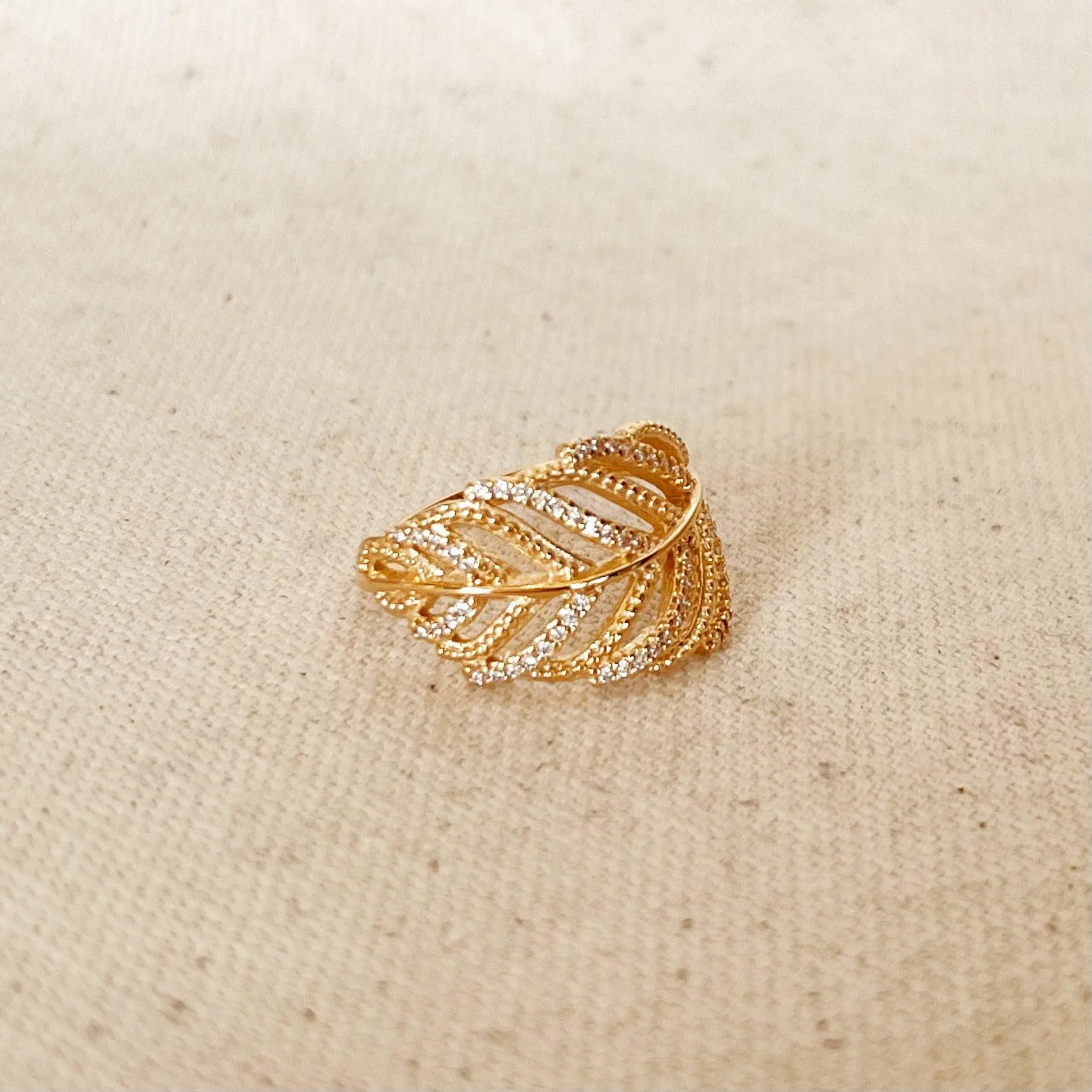 18k Gold Filled Statement Leaf Ring