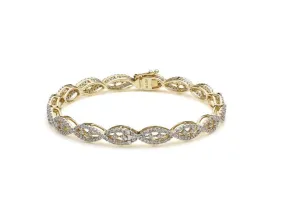 18K Yellow Gold Diamond Bangle W/ 2.52ct VVS Diamonds & Crossover Pattern