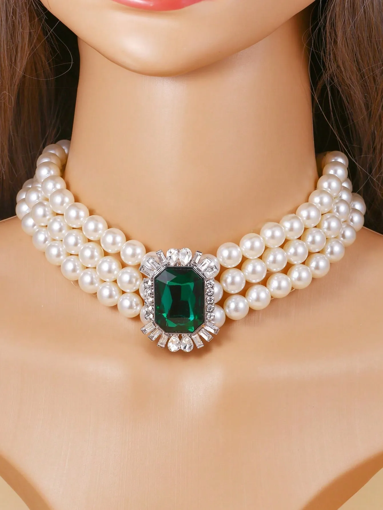 Elegant Rhinestone and Faux Pearl Beaded Choker Necklace for Women - Perfect for Everyday Wear