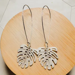 2 Long Brushed Leaf Earring