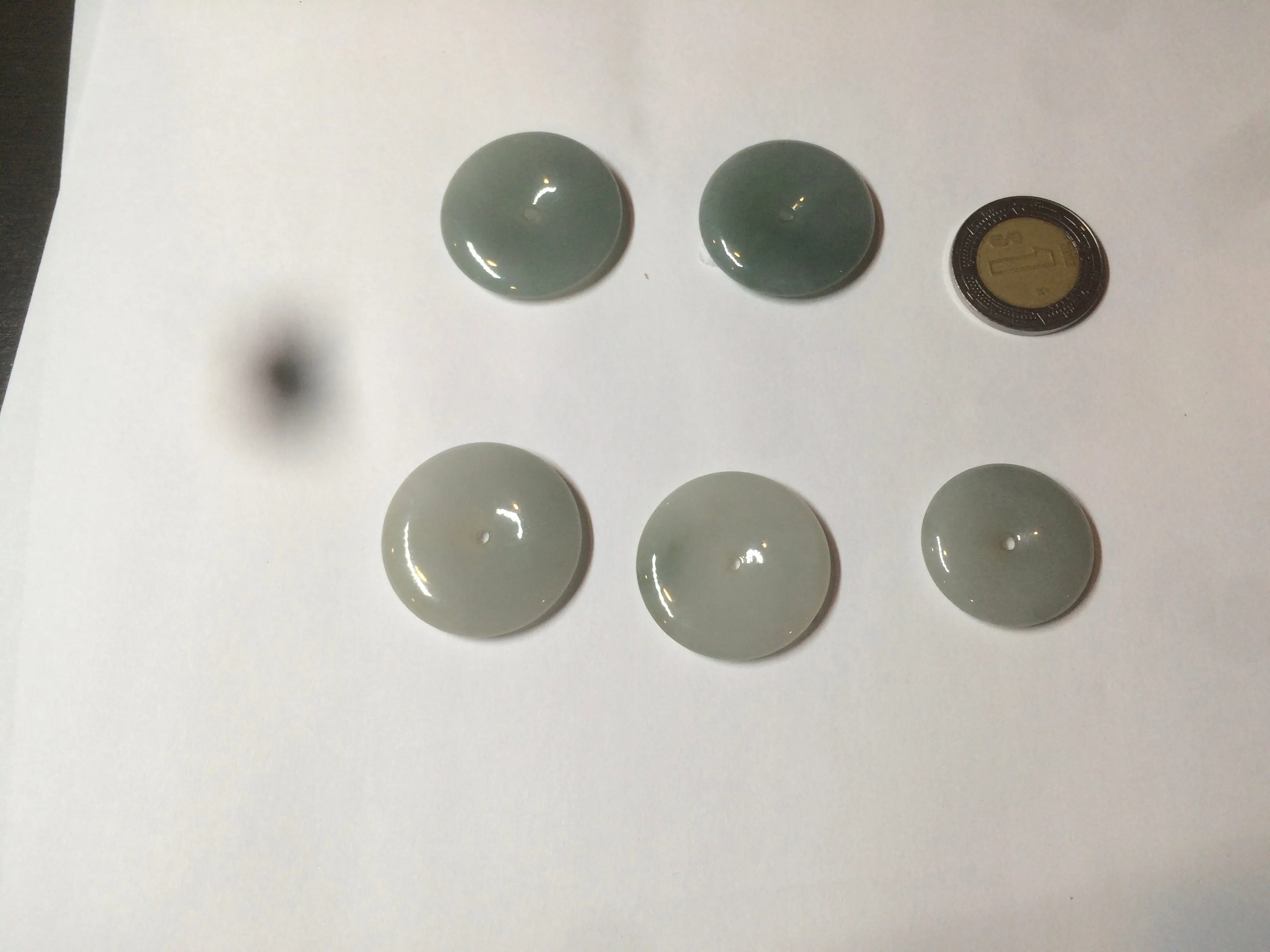 21.5-26mm certified 100% Natural icy watery oily light green/white  jadeite Jade Safety Guardian Button(donut) Pendant F126