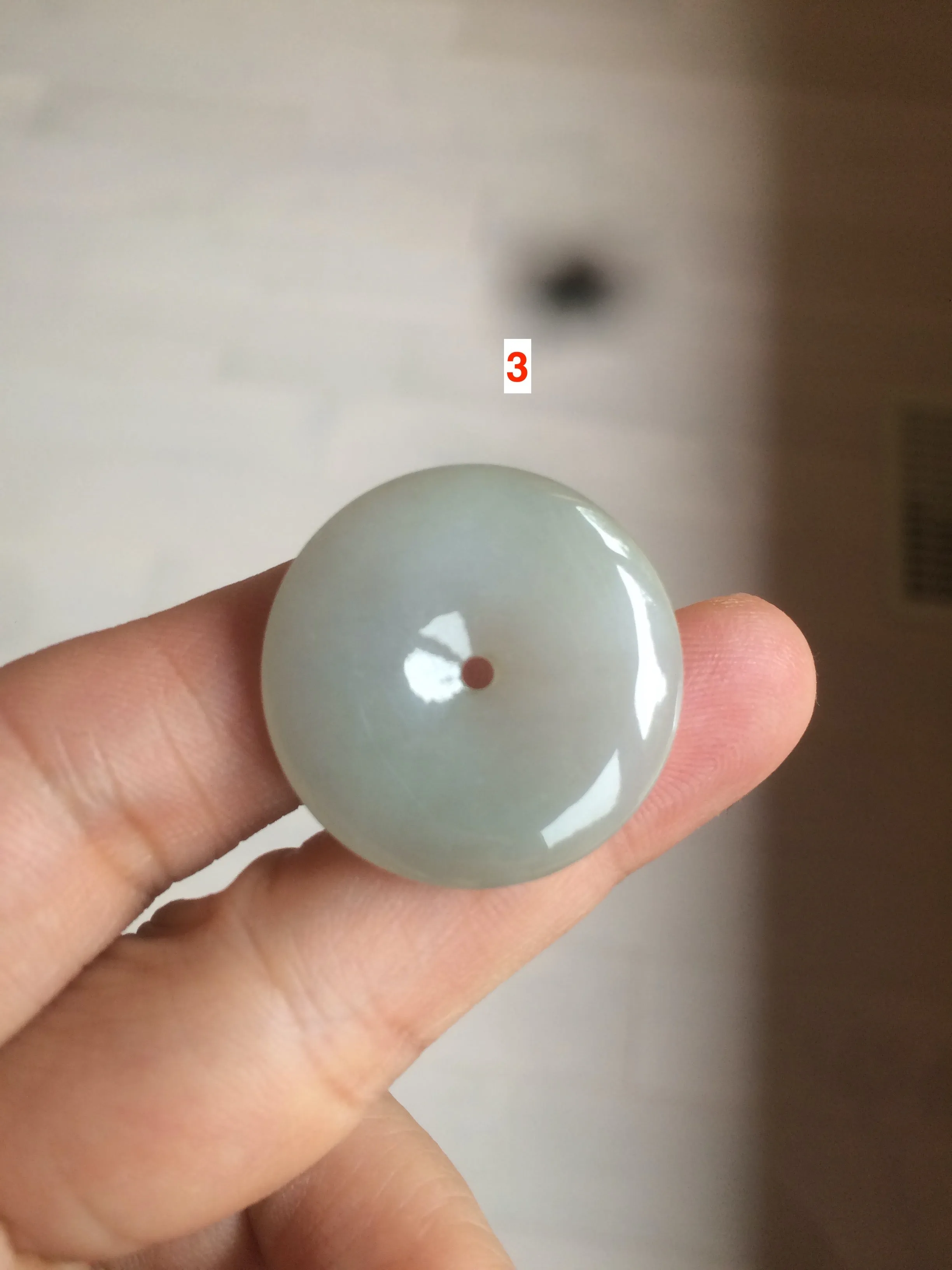 21.5-26mm certified 100% Natural icy watery oily light green/white  jadeite Jade Safety Guardian Button(donut) Pendant F126