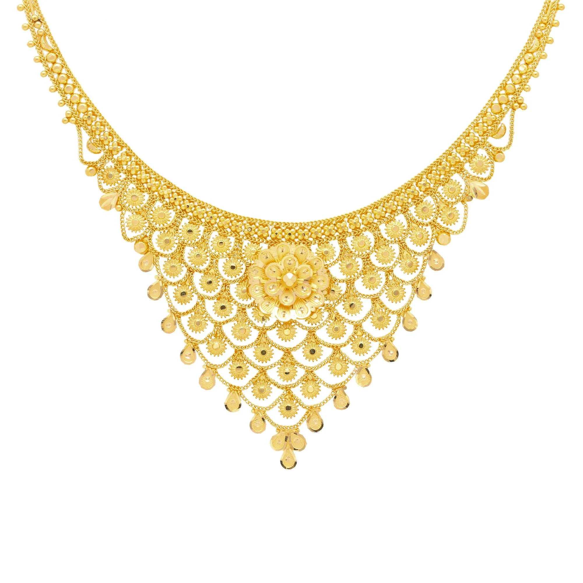 22K Gold Indian Flora Necklace