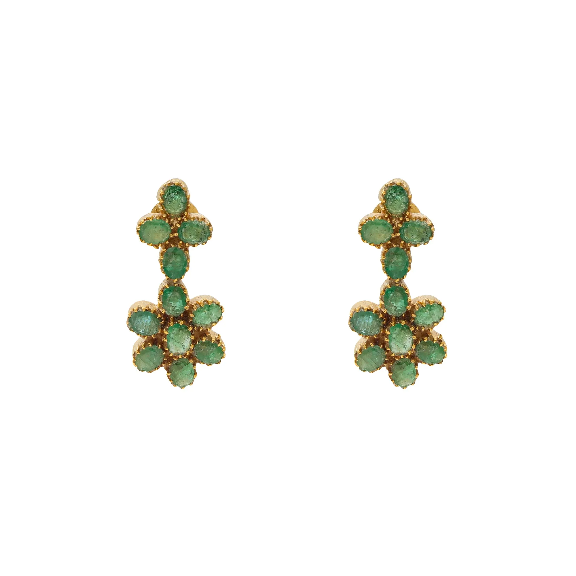 22K Yellow Gold & Emeralds Earrings (10.2gm)