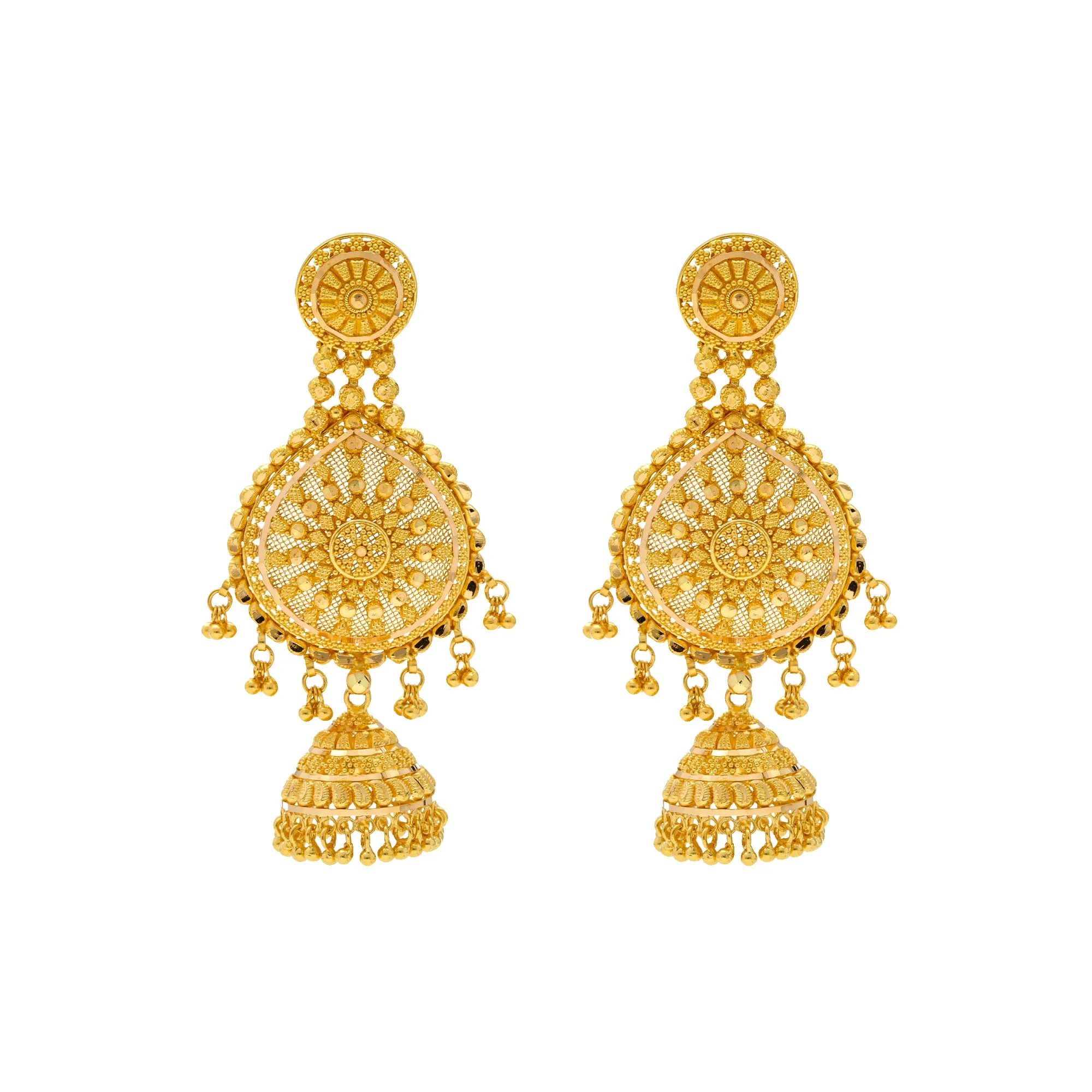 22K Yellow Gold Drop Earrings (26.7gm)