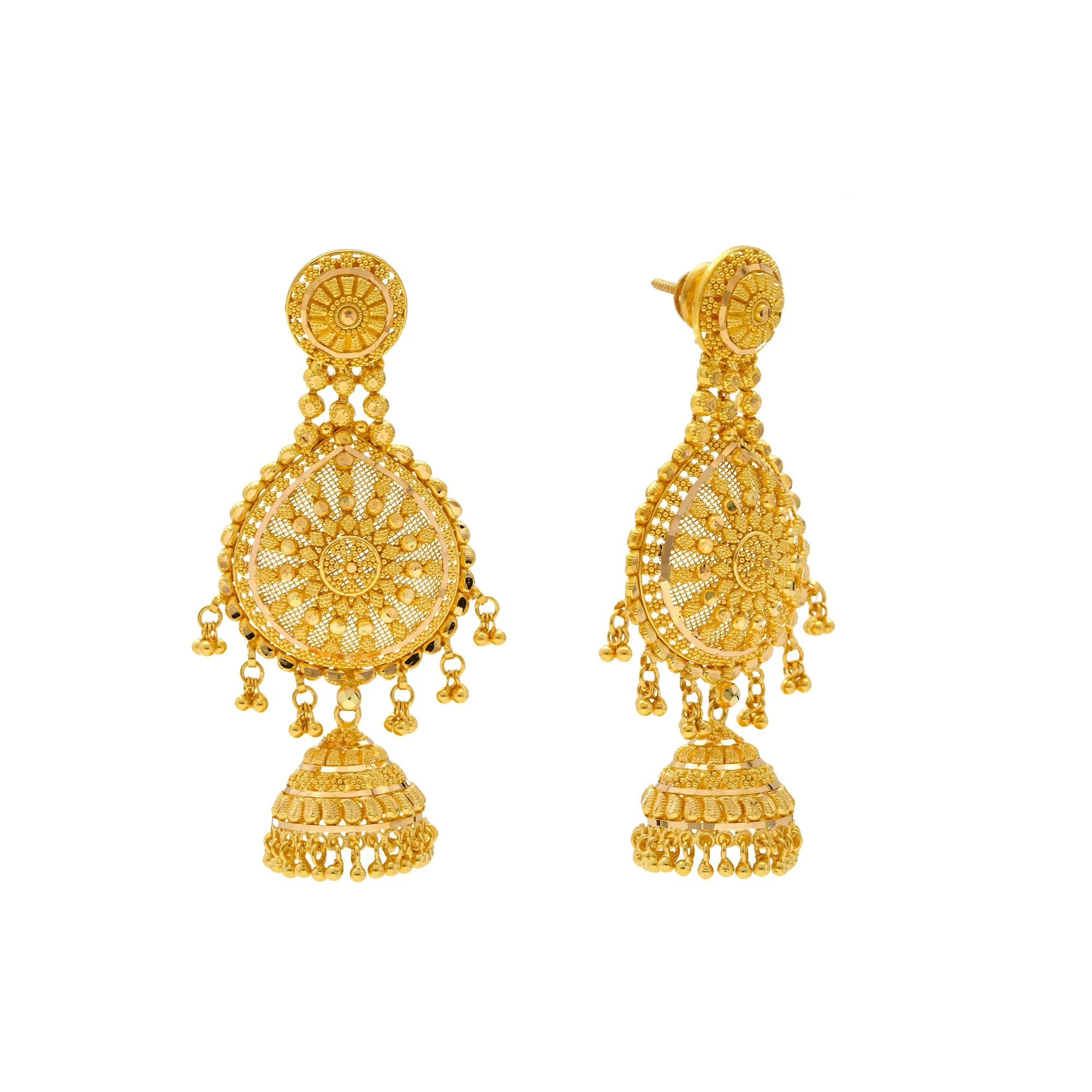 22K Yellow Gold Drop Earrings (26.7gm)