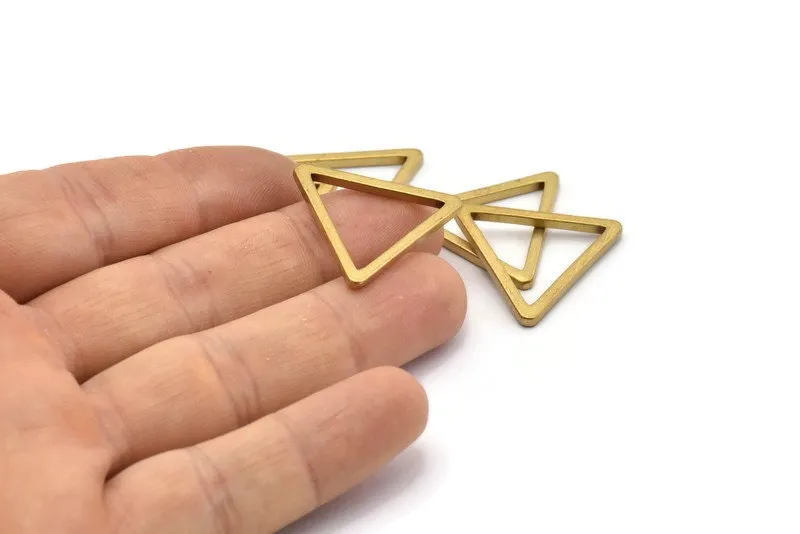 27mm Triangle Charm - 12 Raw Brass Triangle Charms (27x2mm) D0014