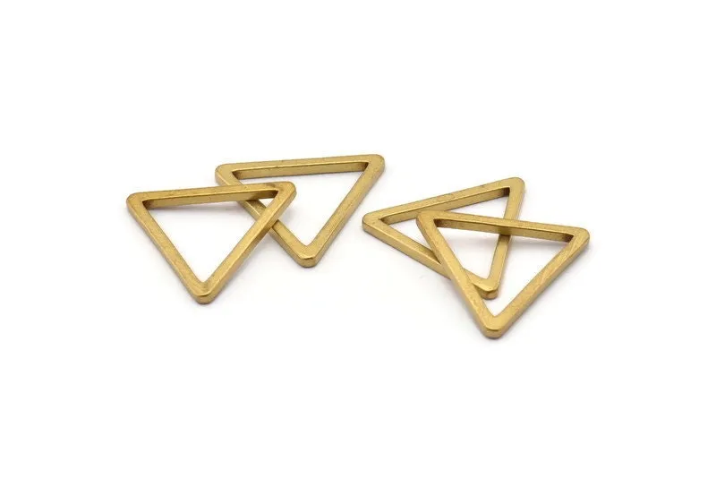 27mm Triangle Charm - 12 Raw Brass Triangle Charms (27x2mm) D0014