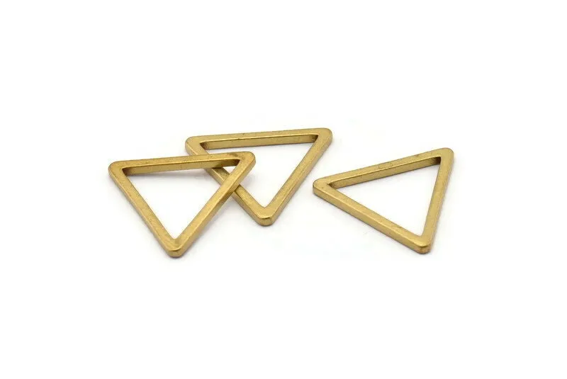 27mm Triangle Charm - 12 Raw Brass Triangle Charms (27x2mm) D0014