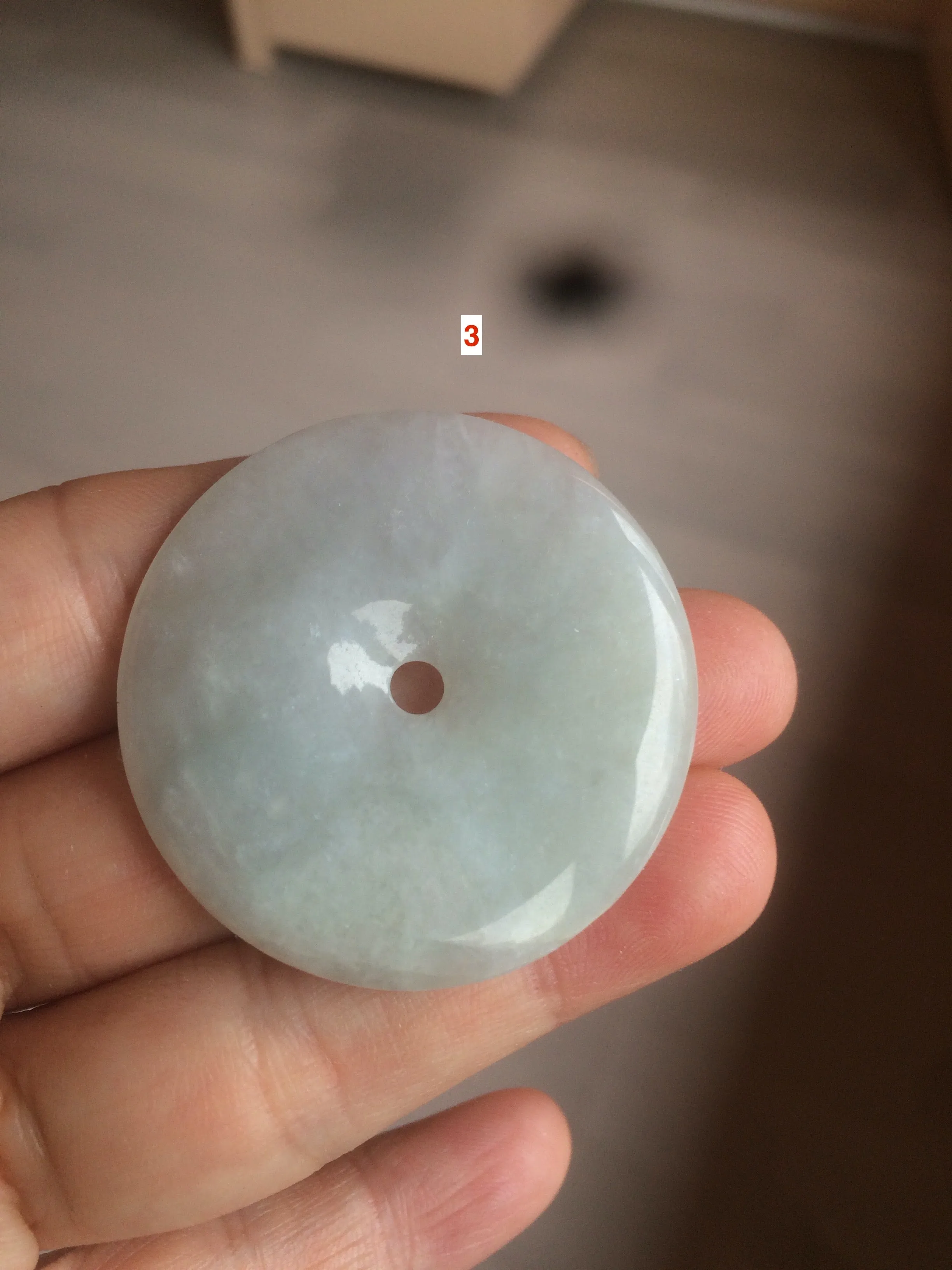 40.5-51mm Type A 100% Natural light green Jadeite Jade Safety Guardian Button donut Pendant/worry stone/car hanger group L103 (add on item)